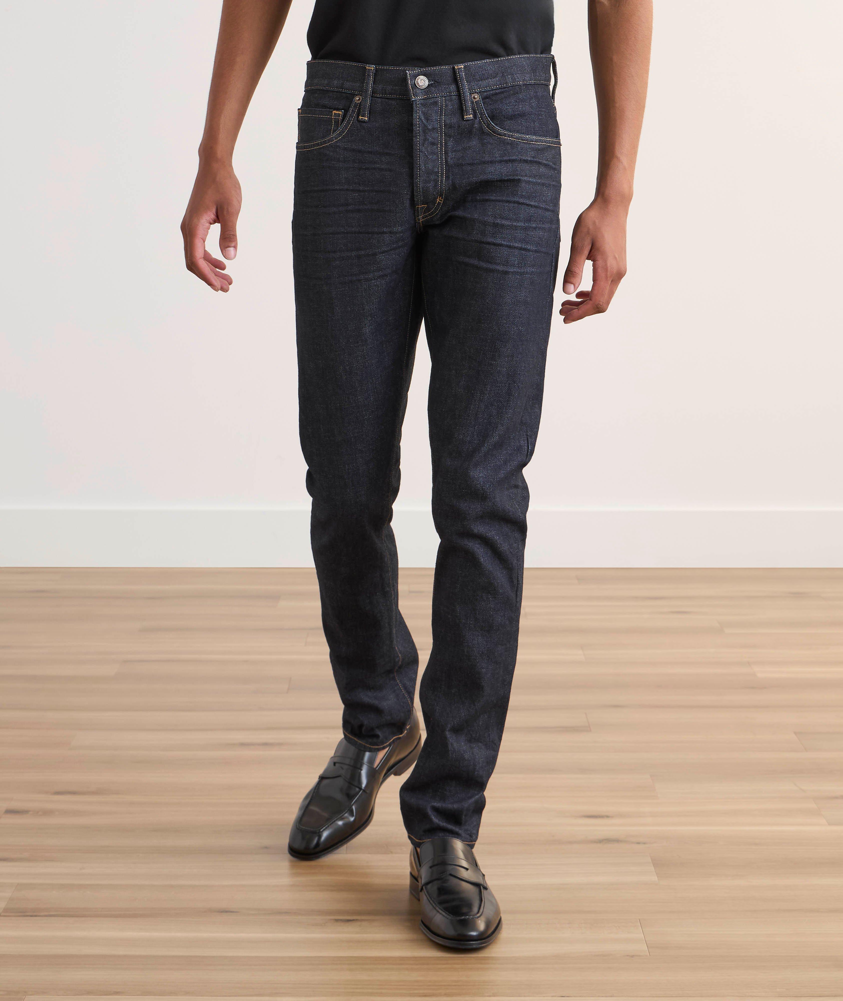 Jean en denim liséré de coupe amincie image 1