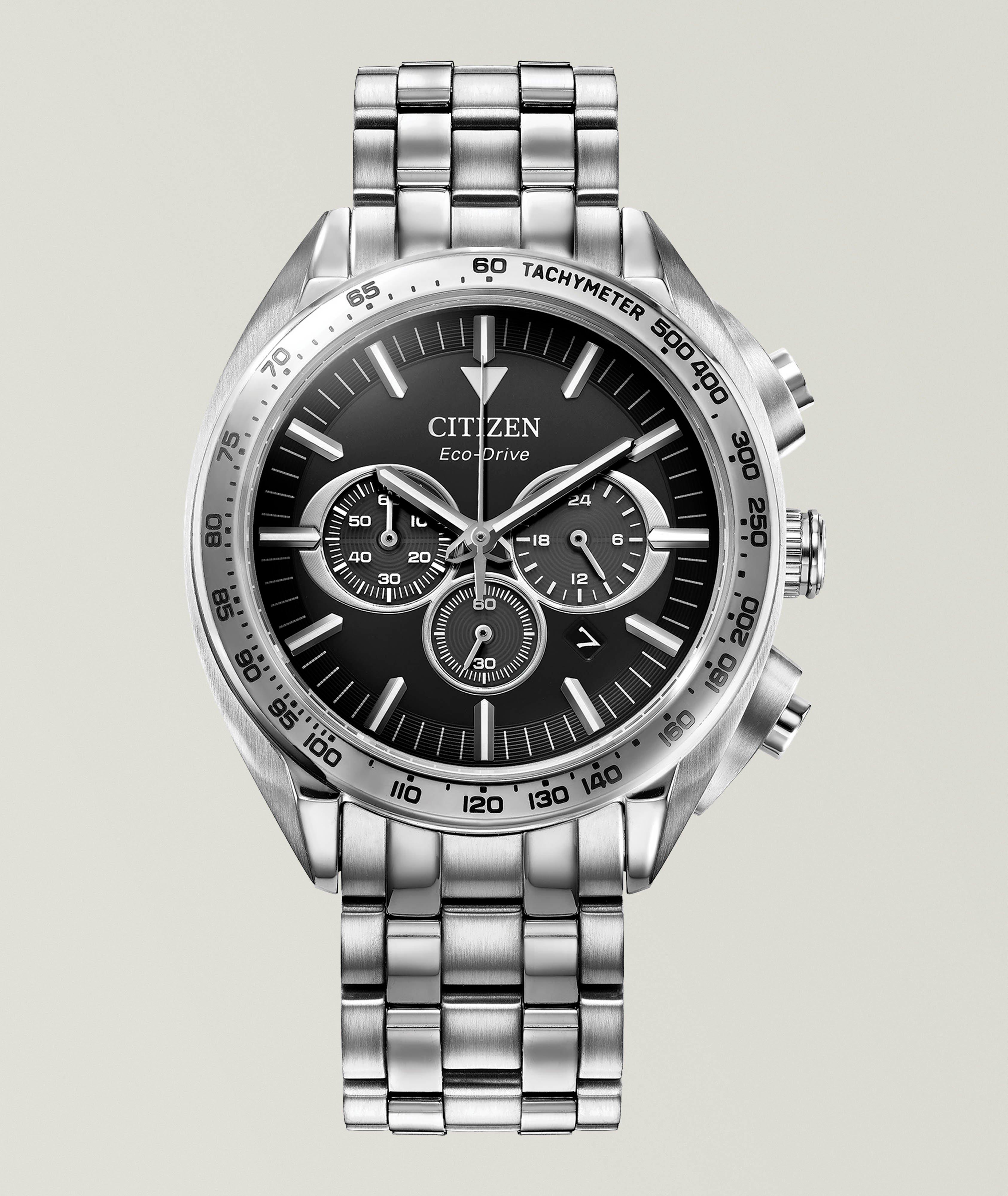 Montre solaire avec bracelet en acier inoxydable, collection Carson image 0