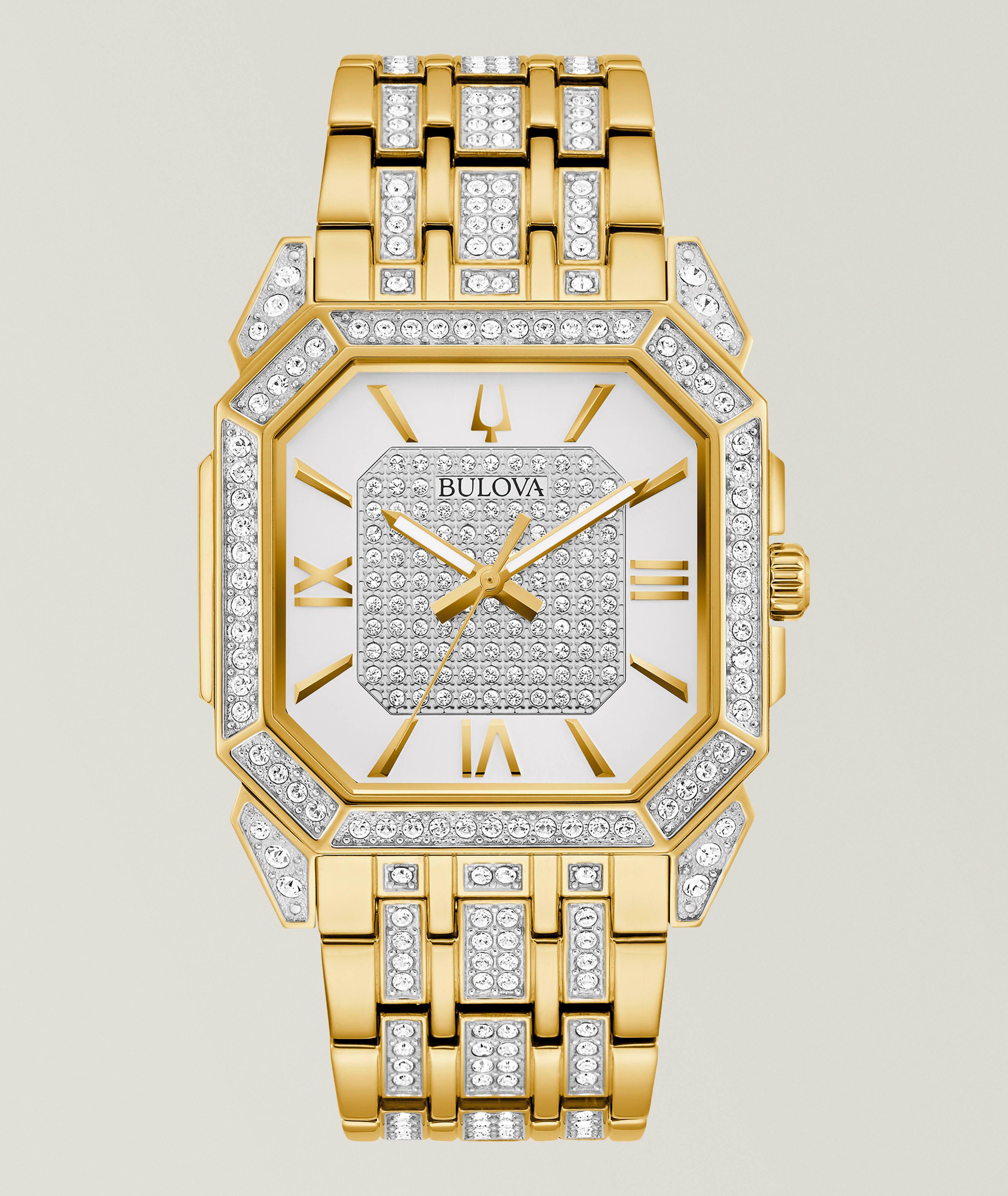 Montre en acier inoxydable à détails en cristal, collection Octava image 0