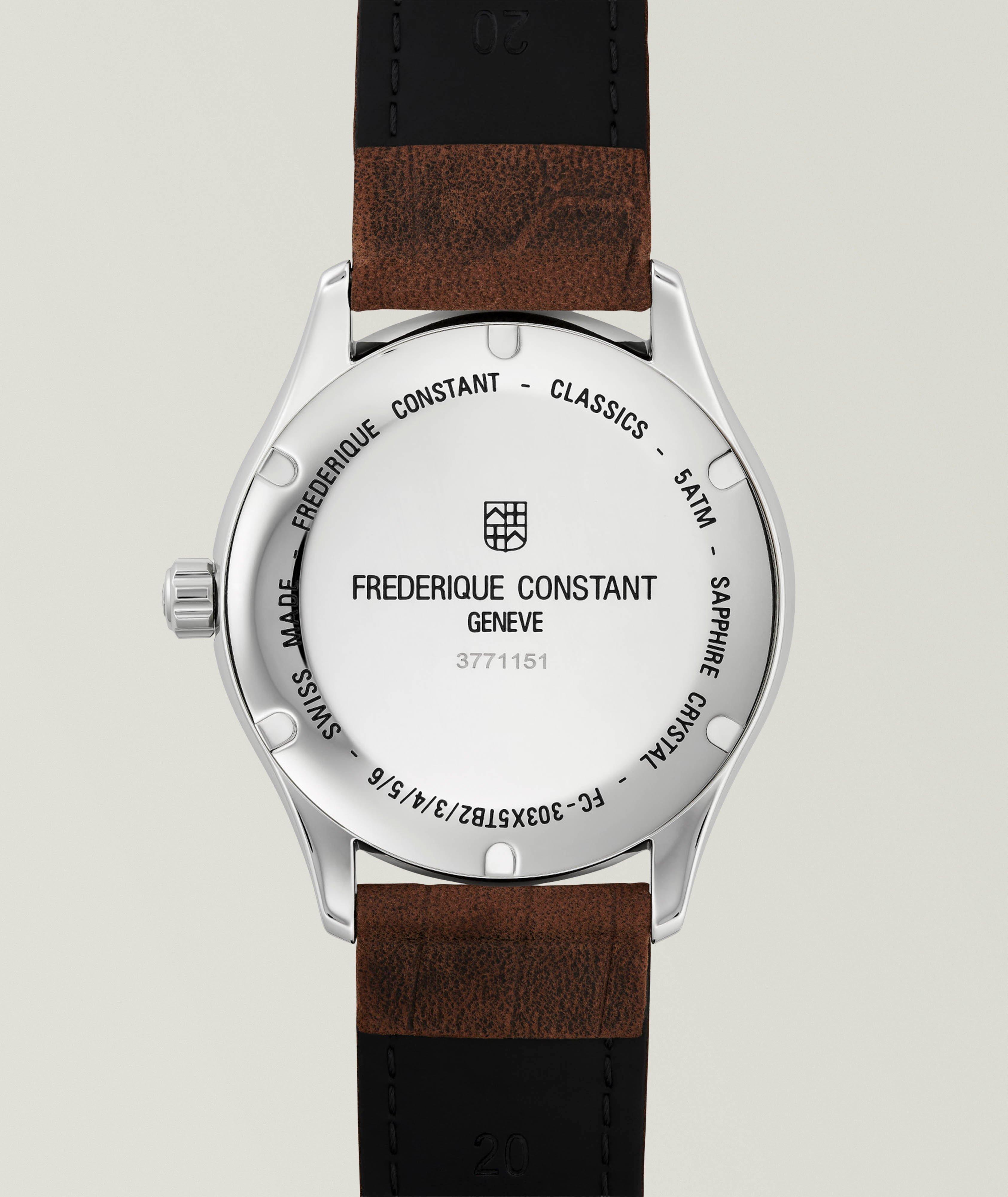 Montre en acier inoxydable avec bracelet en cuir, collection classique image 2