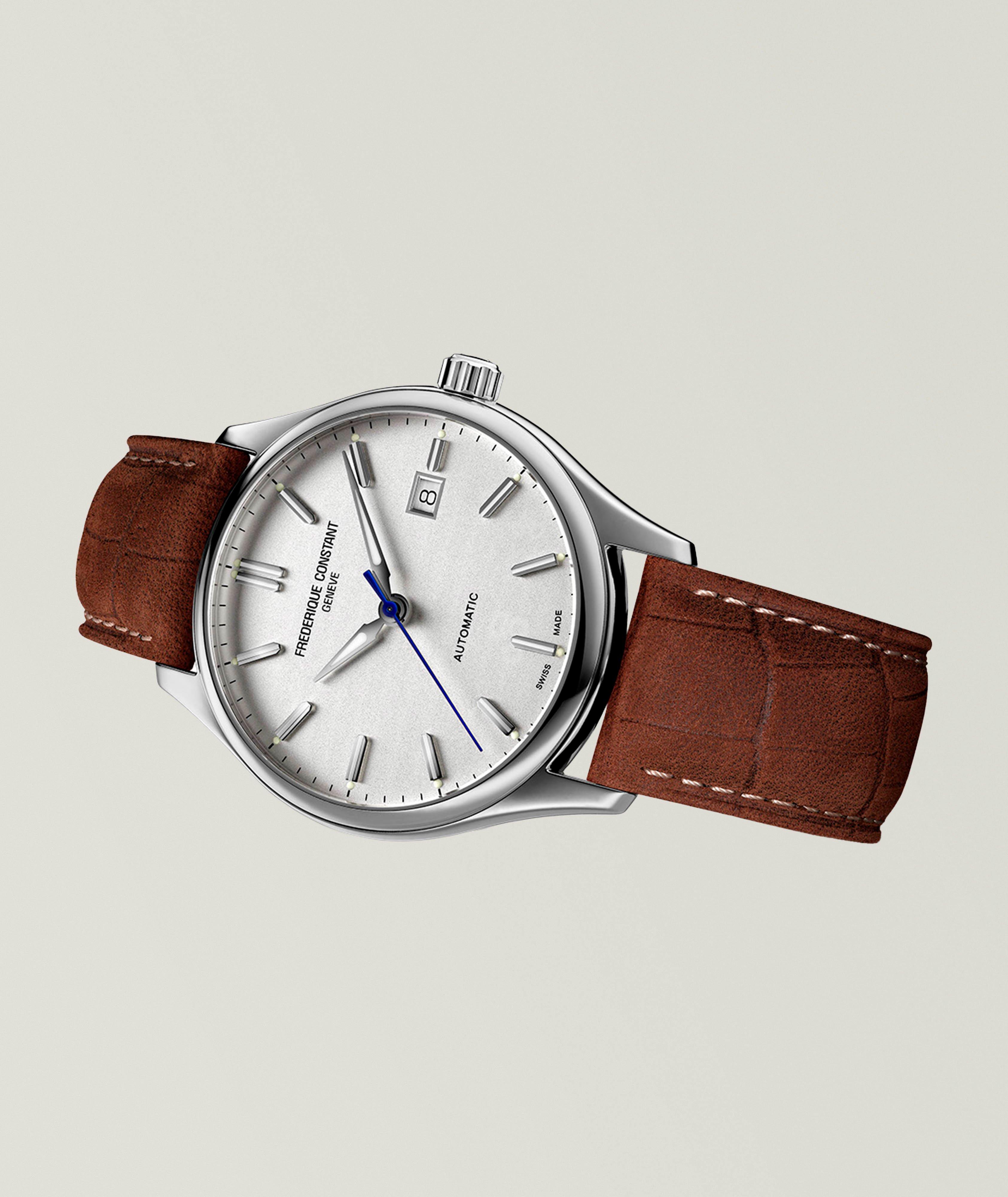 Montre en acier inoxydable avec bracelet en cuir, collection classique image 3