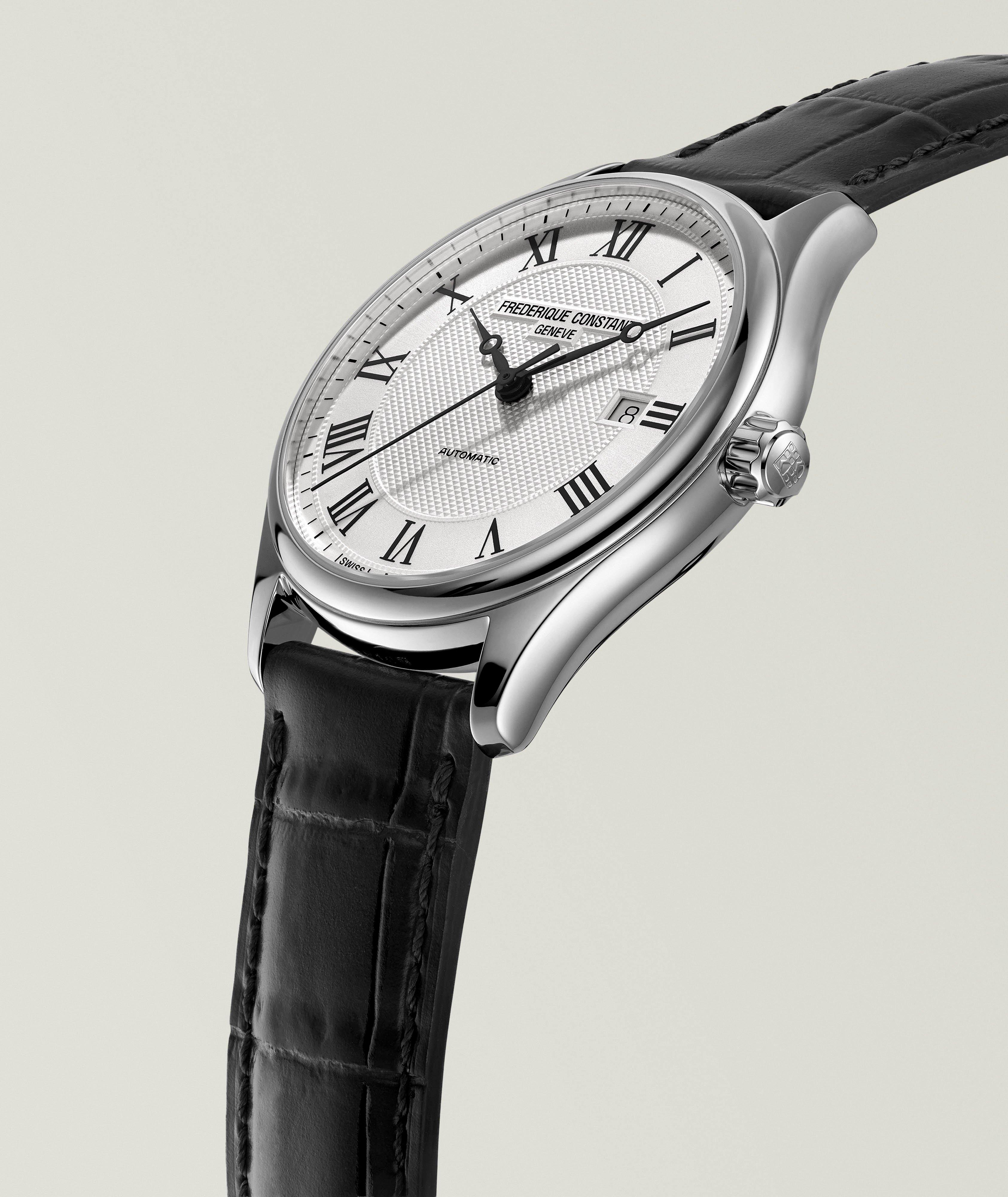 Classics Automatic Stainless Steel & Leather Strap Watch image 1