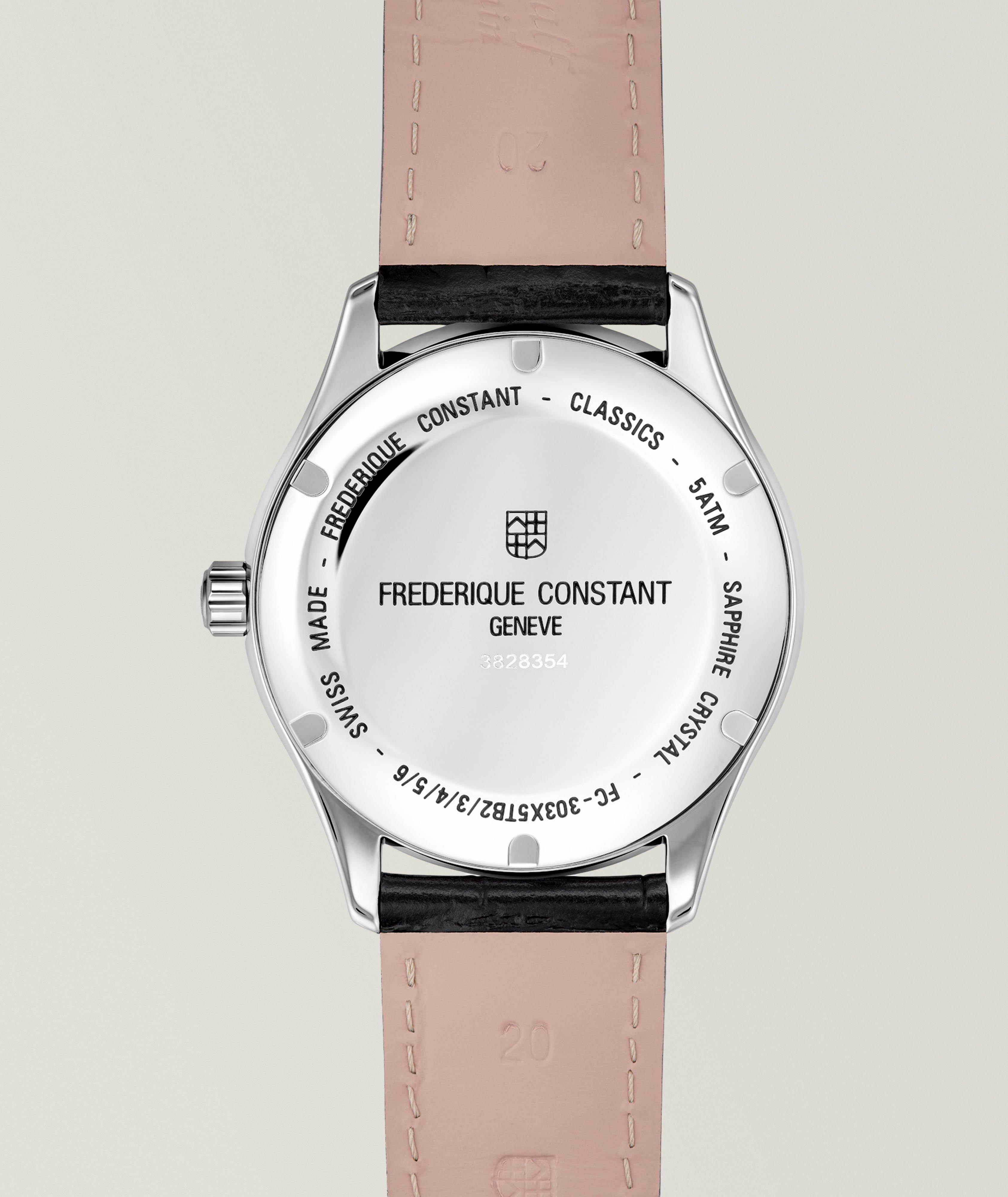 Classics Automatic Stainless Steel & Leather Strap Watch image 2