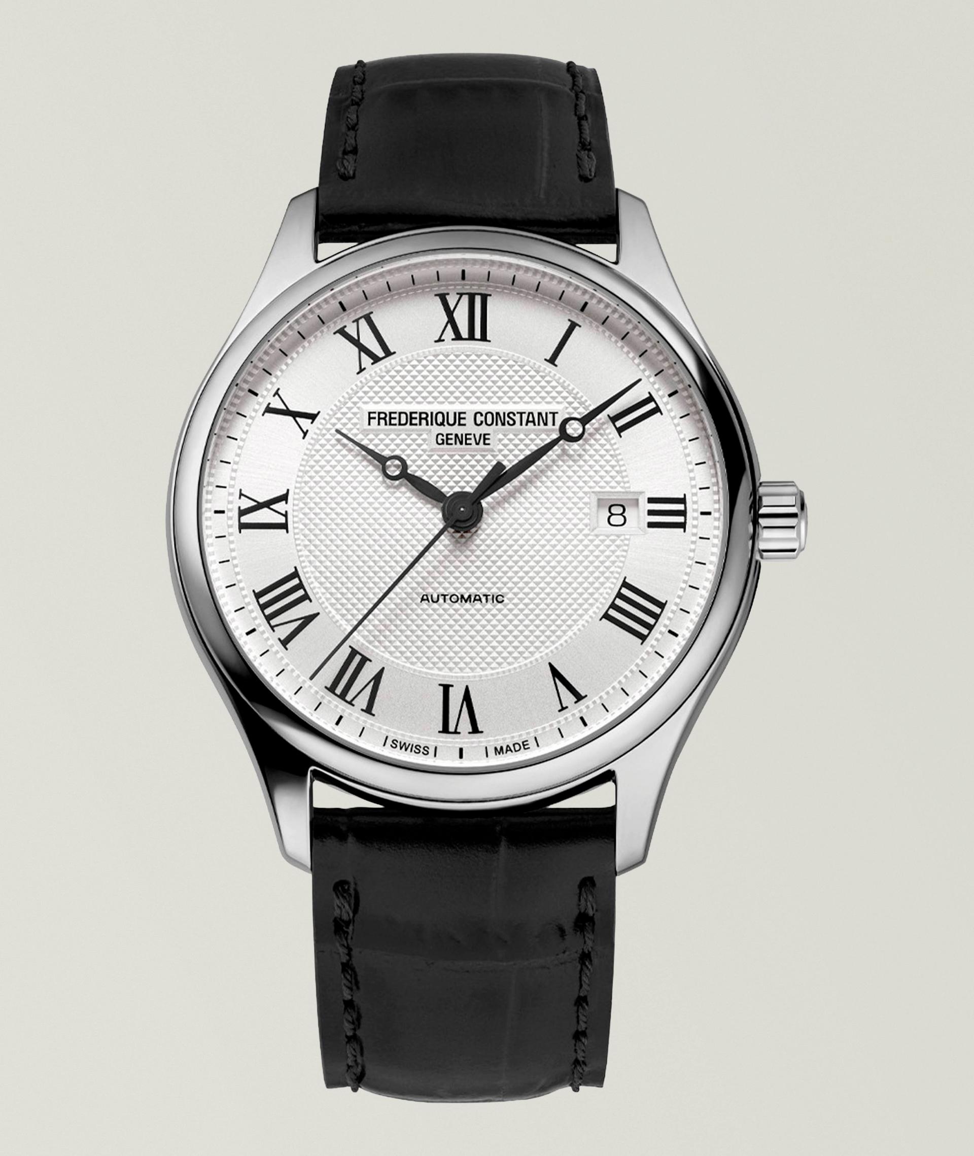 Classics Automatic Stainless Steel & Leather Strap Watch image 0