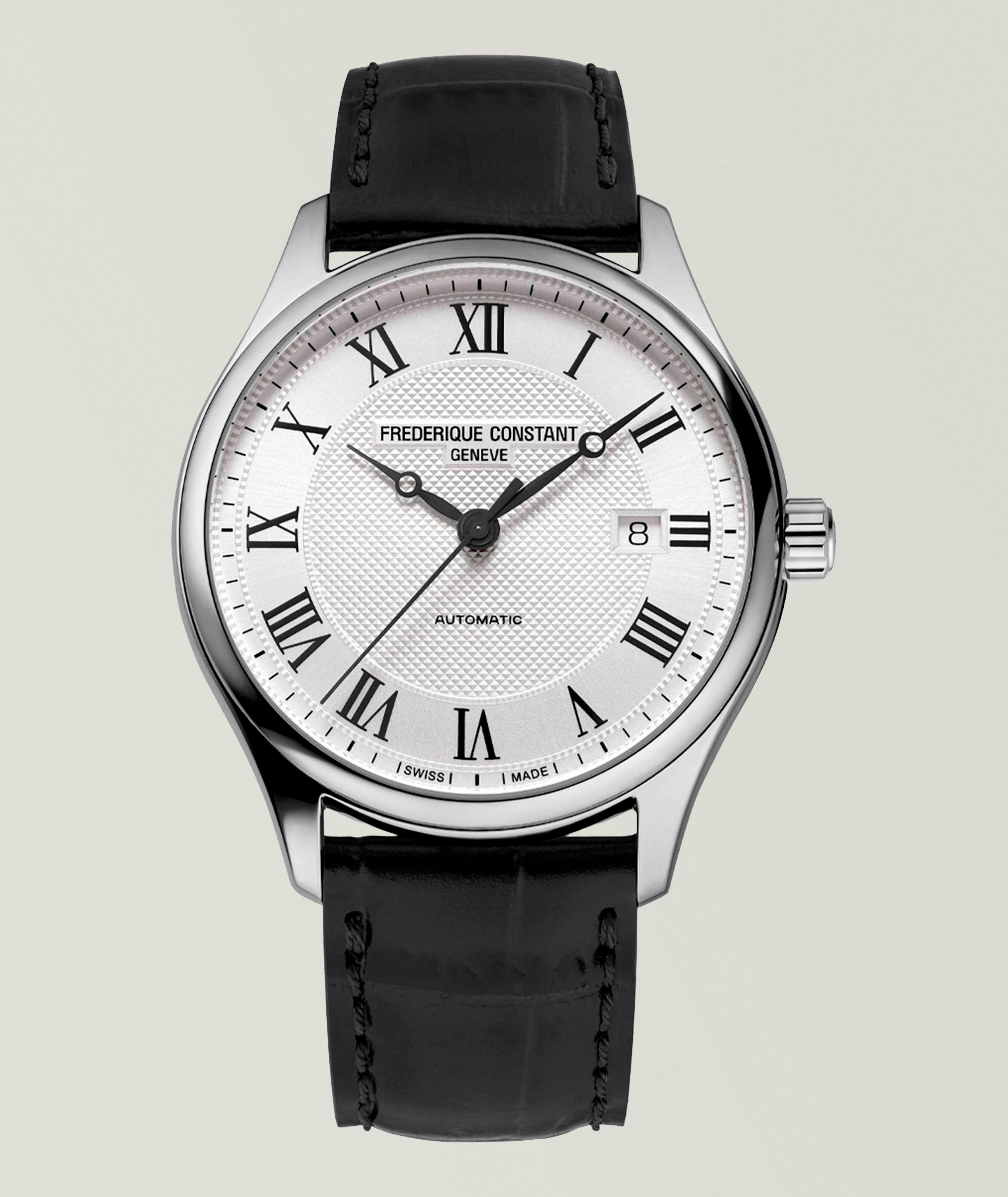 Classics Automatic Stainless Steel & Leather Strap Watch image 0