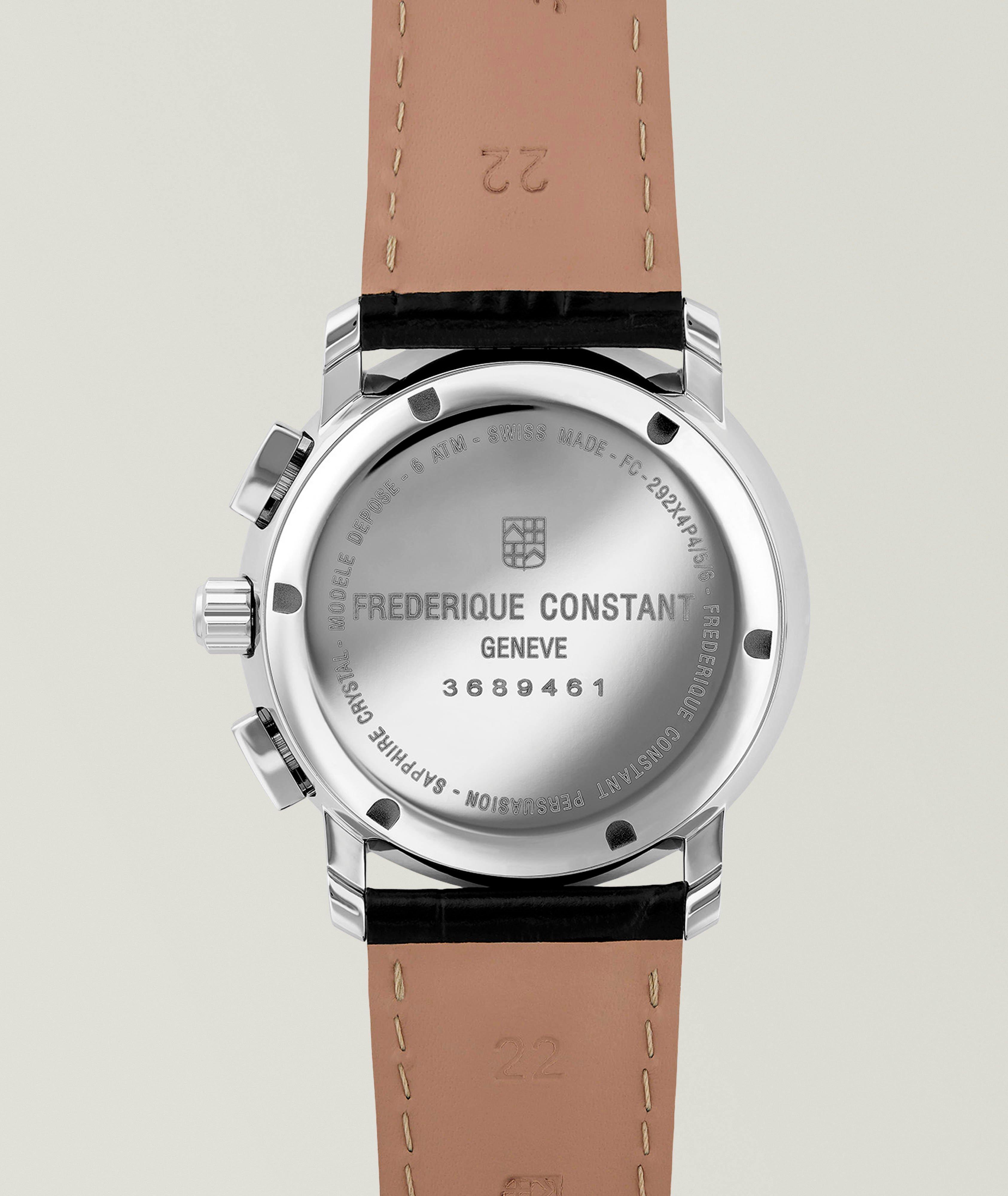 Montre en acier inoxydable avec bracelet en cuir, collection classique image 2