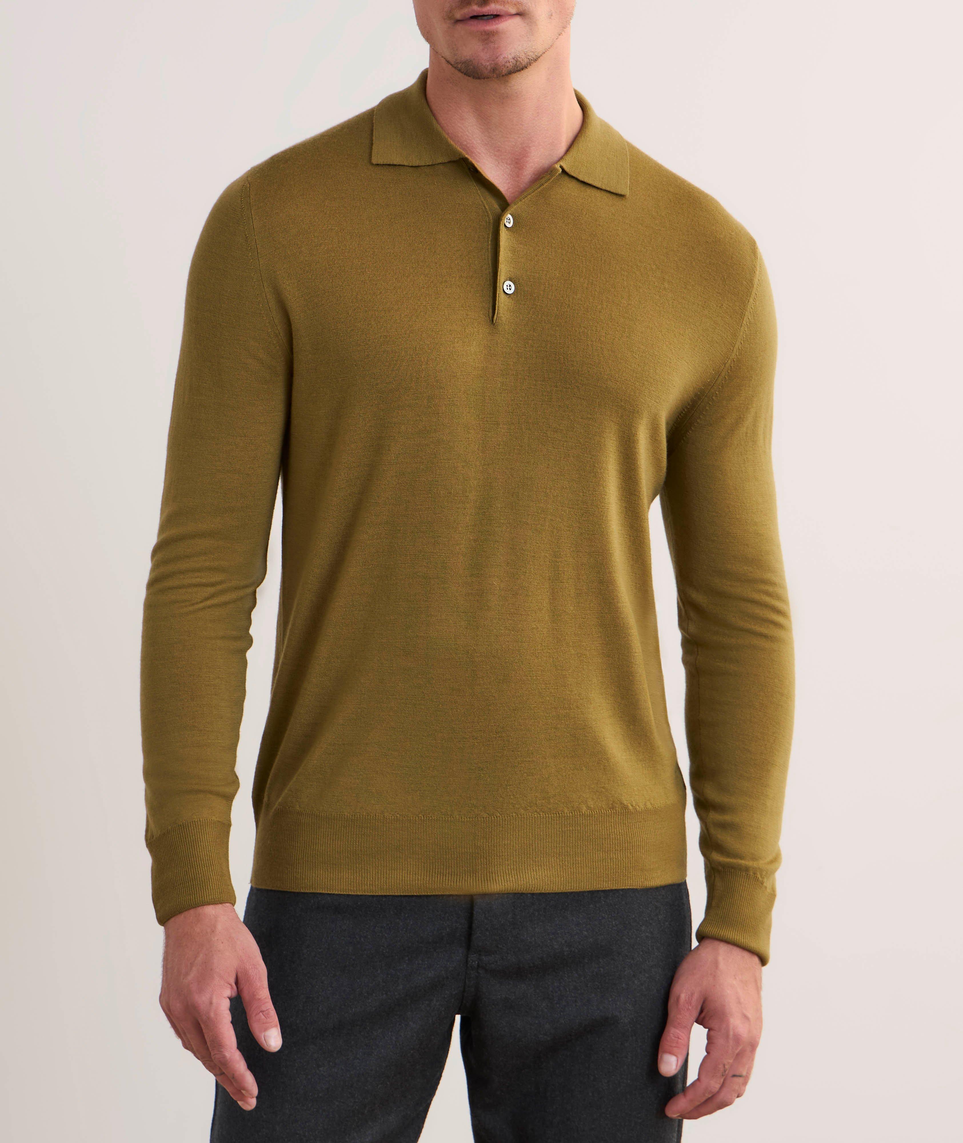 Merino Wool Long-Sleeve Polo image 1