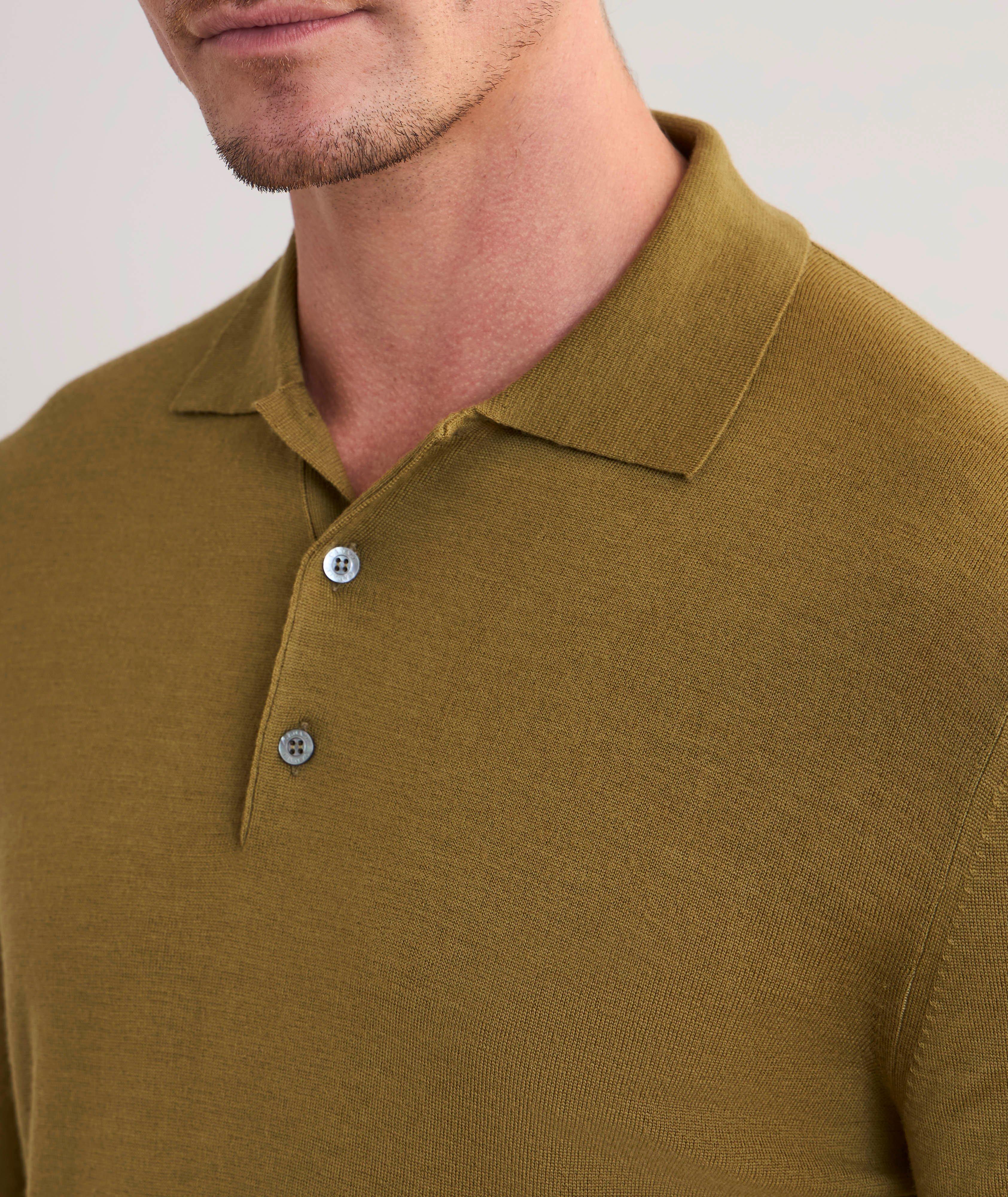 Merino Wool Long-Sleeve Polo image 2