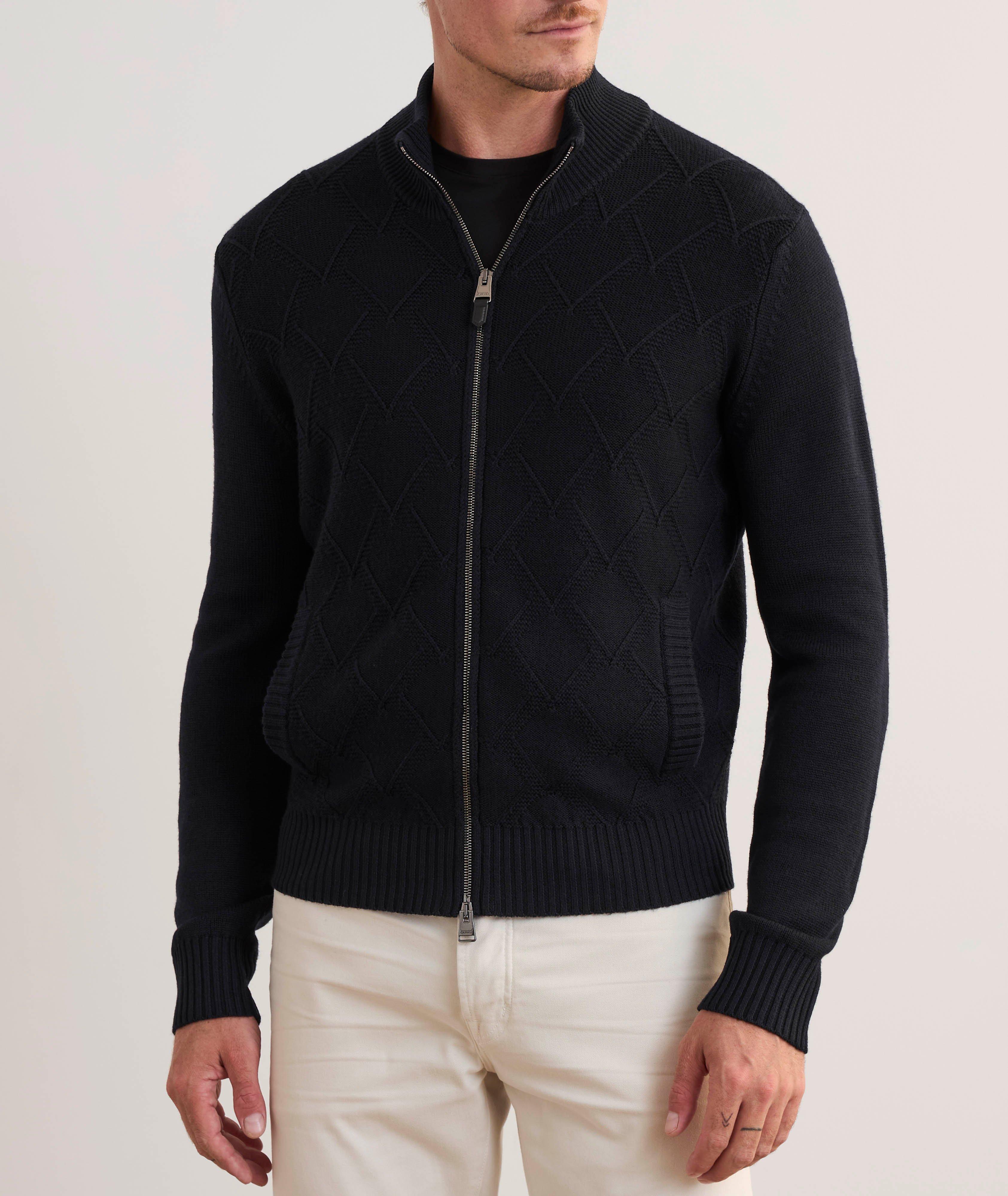 Cardigan en laine mérinos extrafine à motif losangé image 1