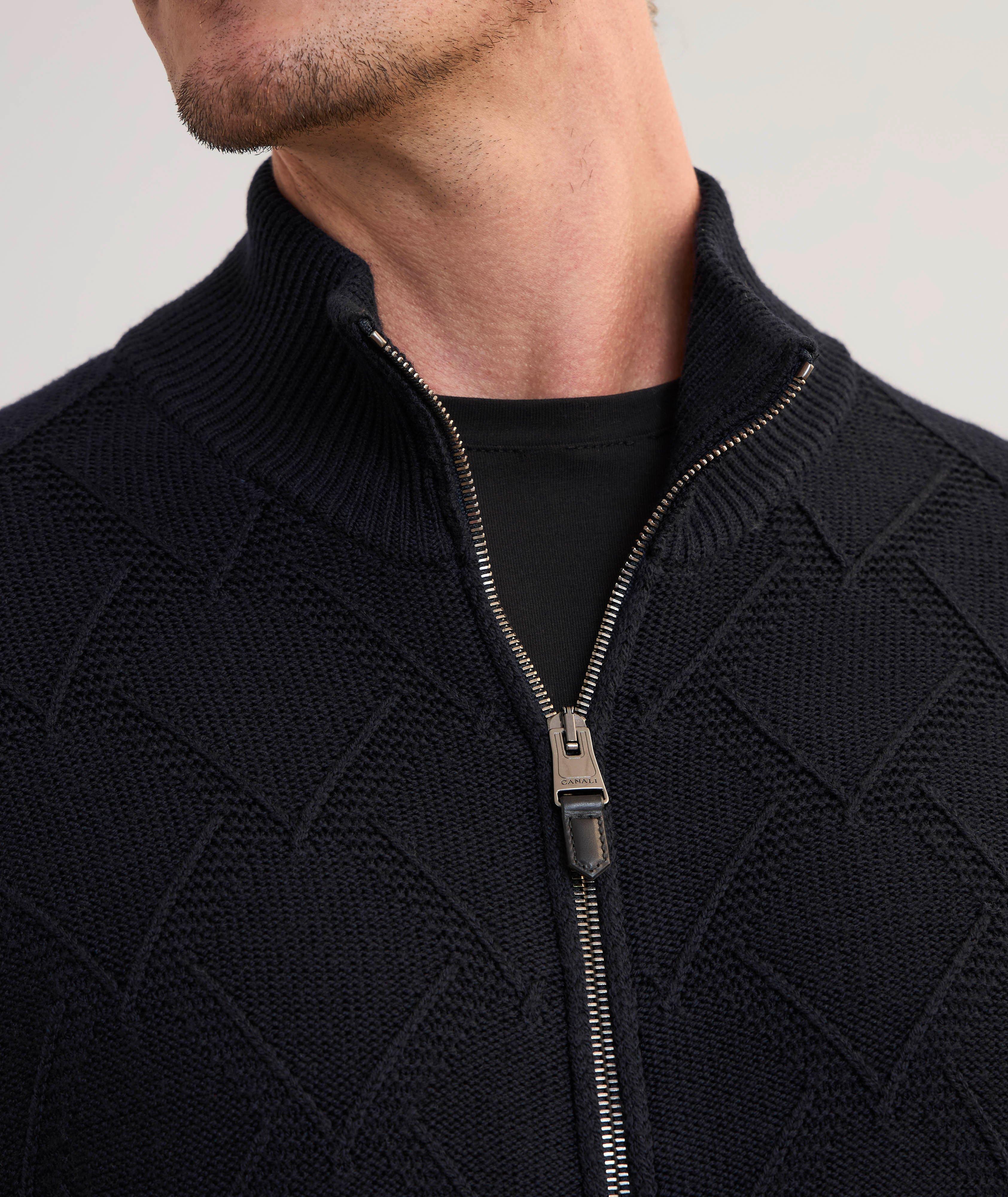 Cardigan en laine mérinos extrafine à motif losangé image 3