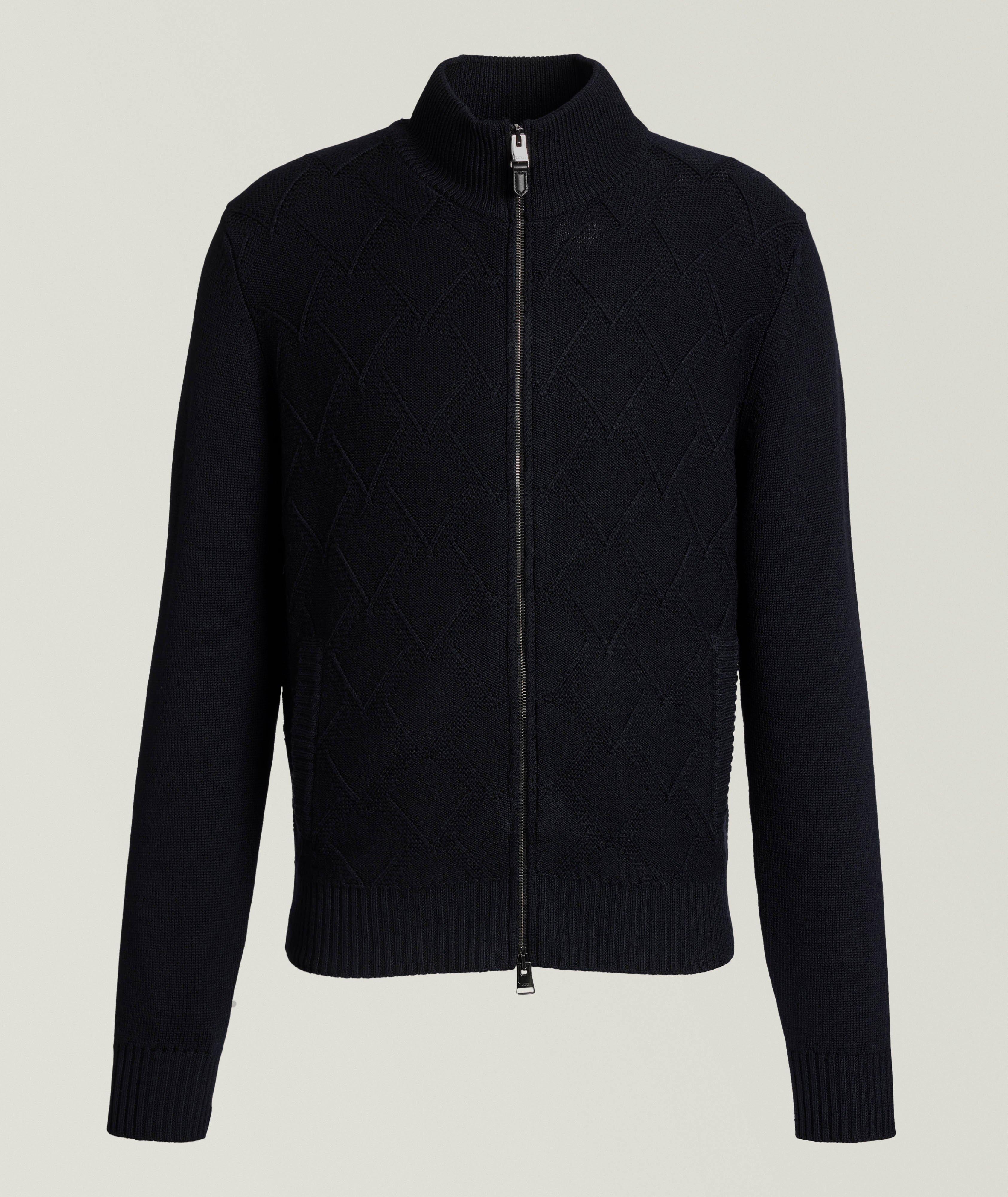 Cardigan en laine mérinos extrafine à motif losangé image 0