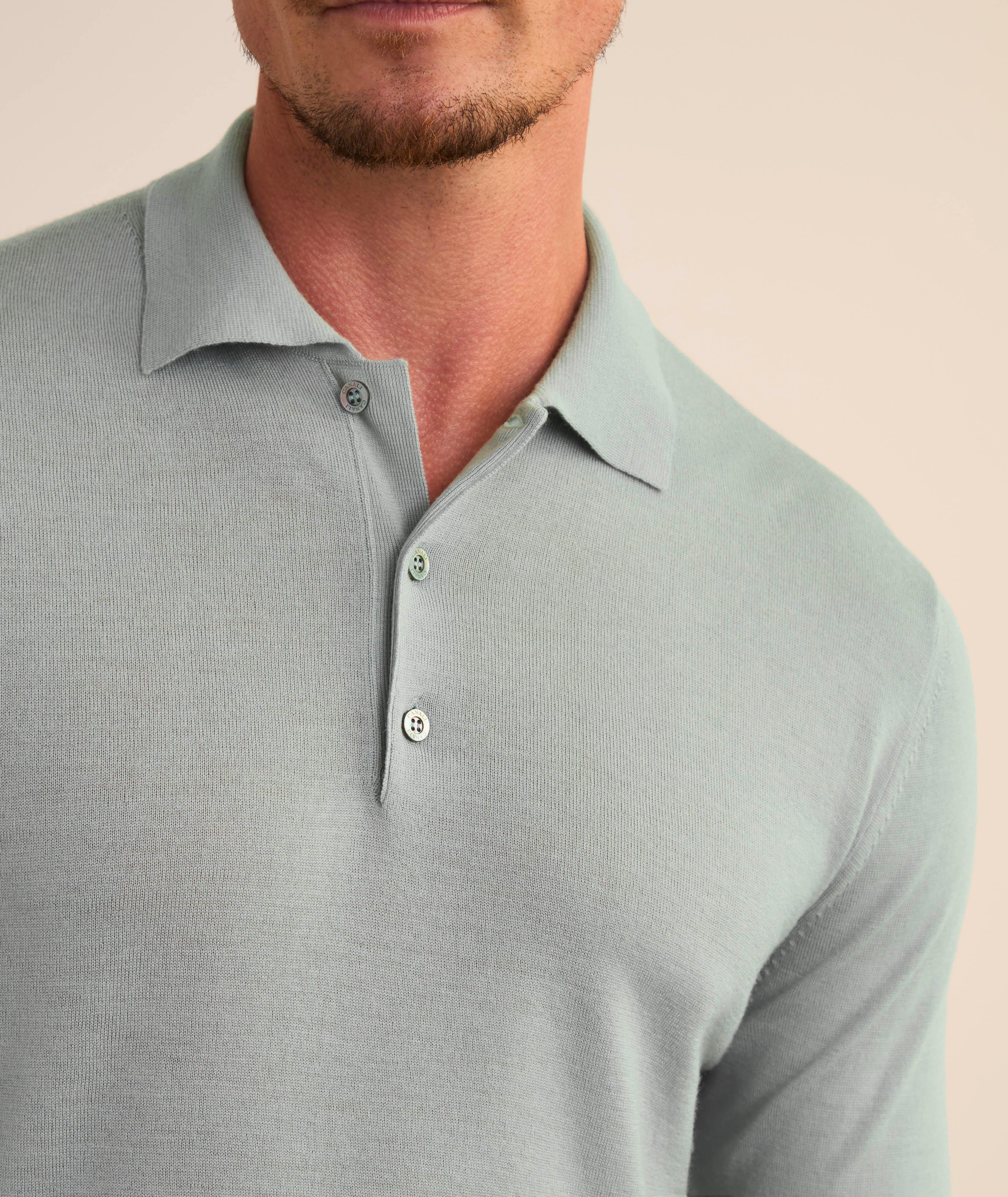 Merino Wool Long-Sleeve Polo image 3