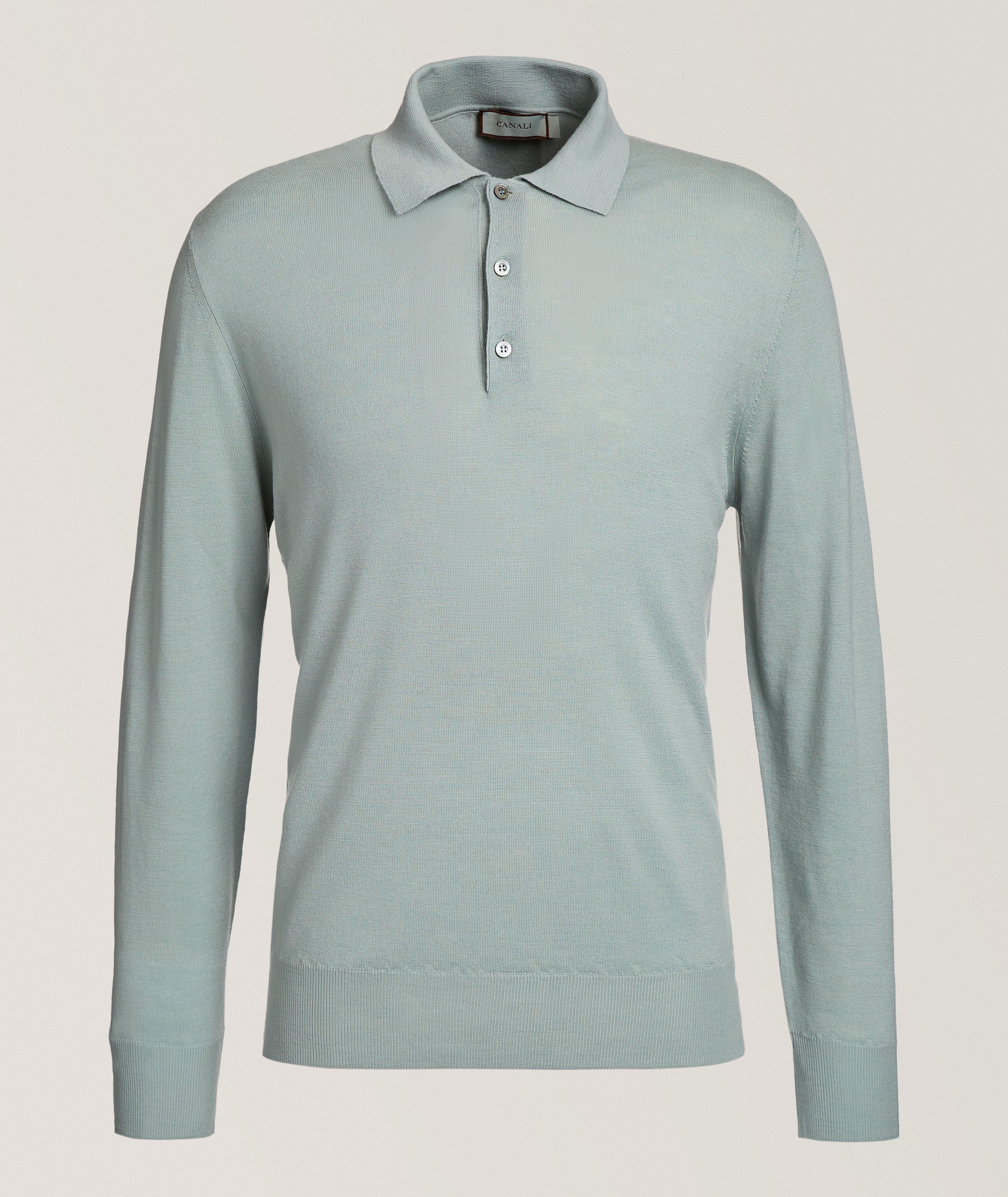 Merino Wool Long-Sleeve Polo image 0