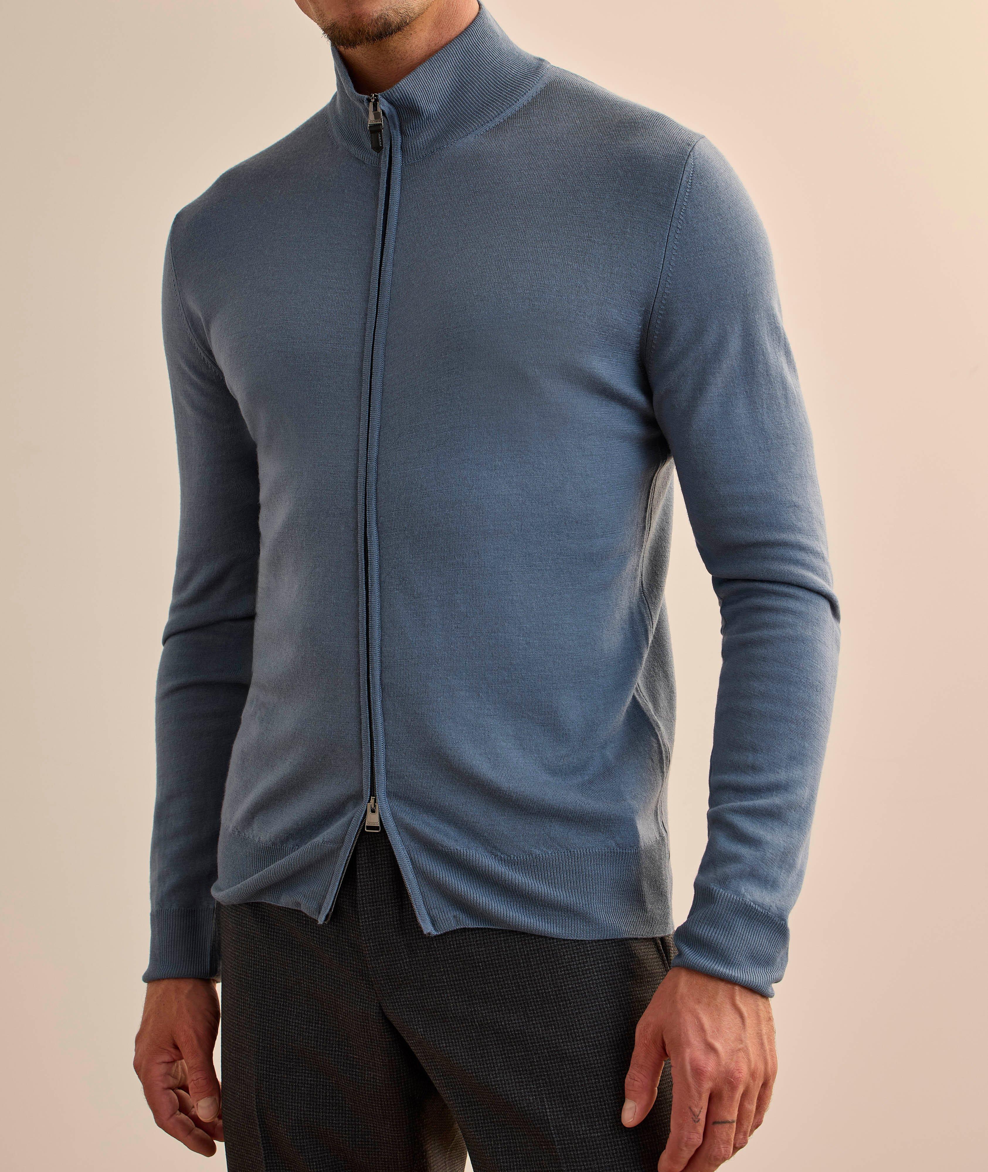 Pull en laine mérinos à fermeture zippée intégrale image 1