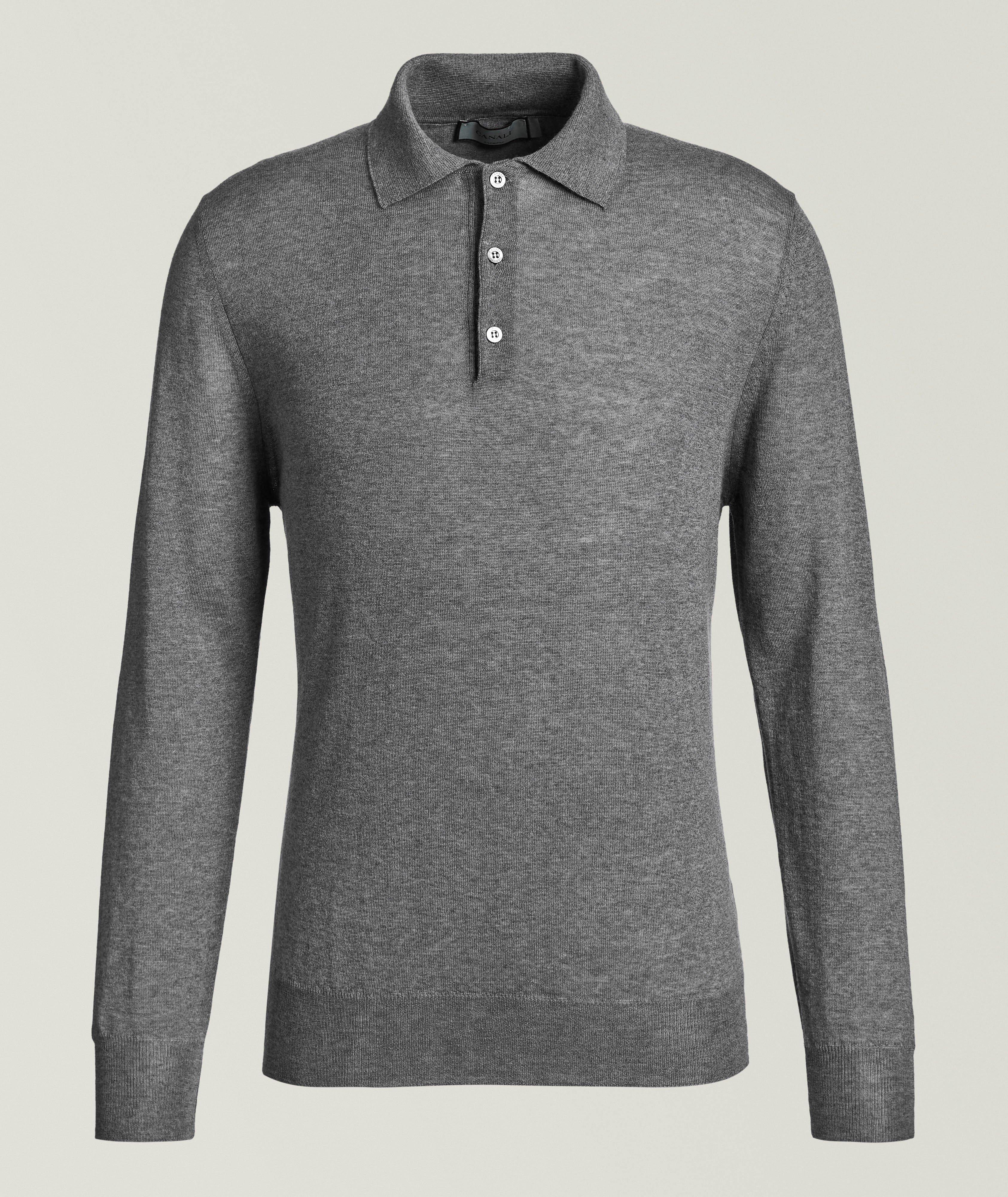 Canali Polo en laine mérinos à manches longues