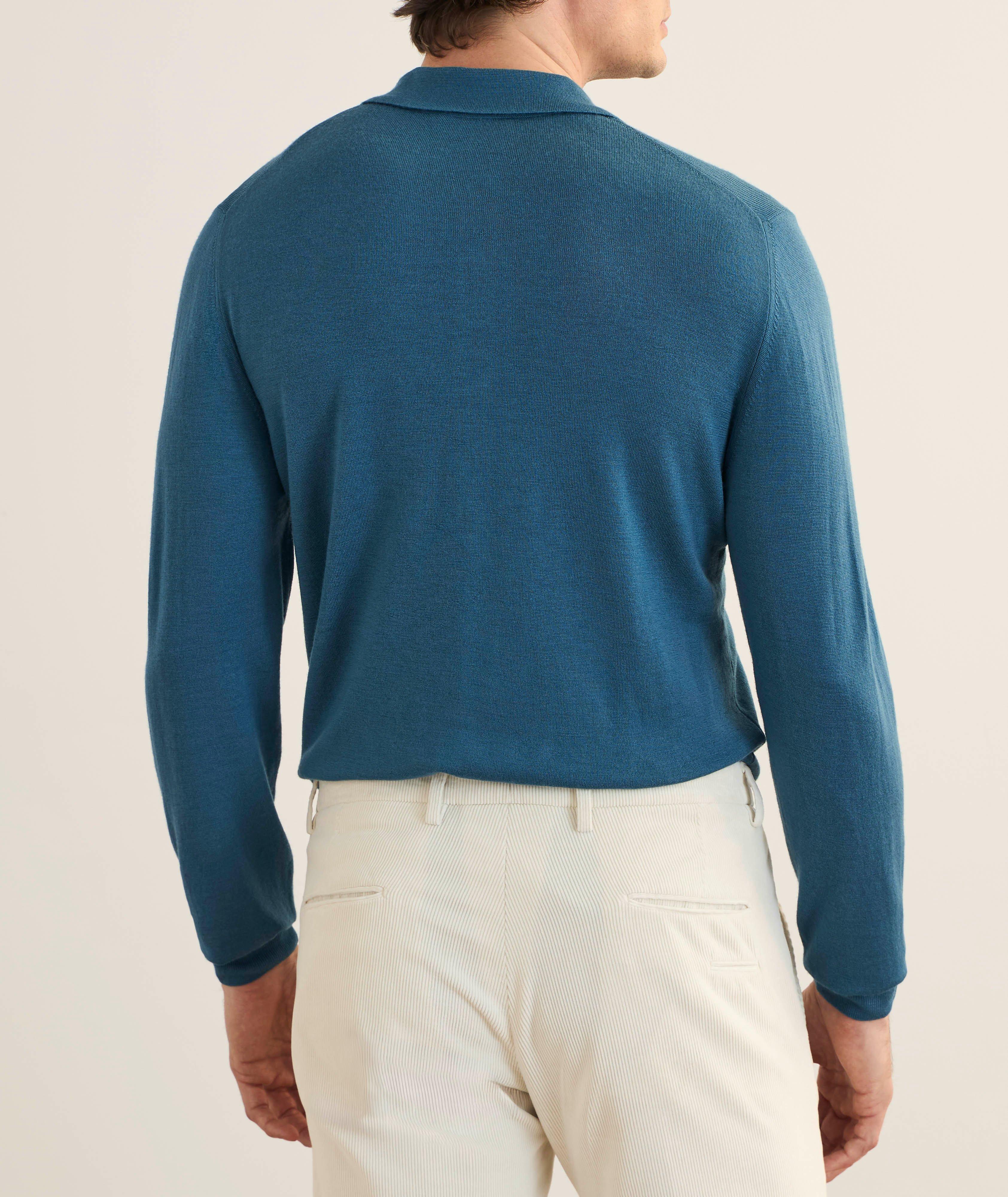 Merino Wool Long-Sleeve Polo image 2