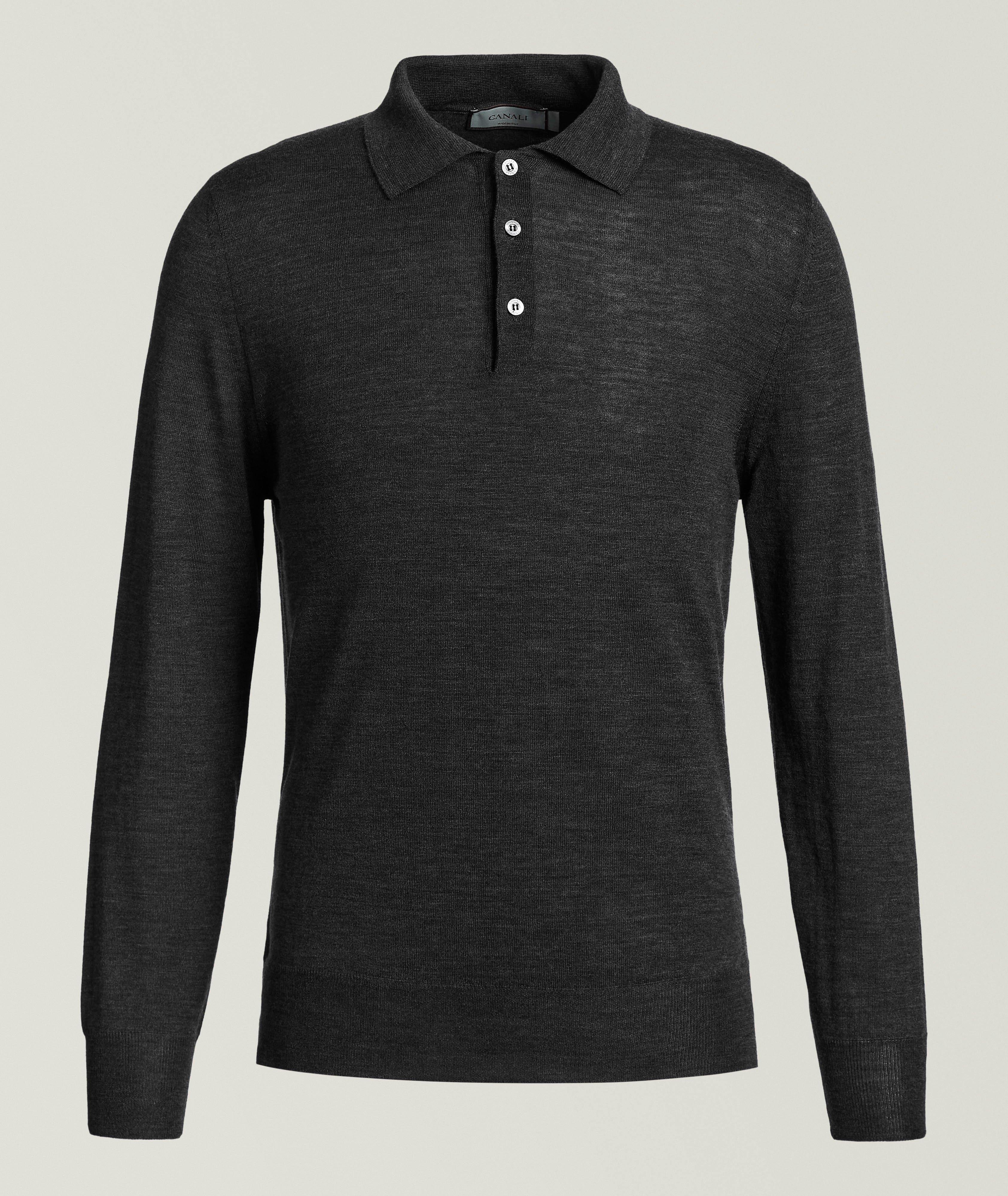 Canali Polo en laine à manches longues et à motif de losanges