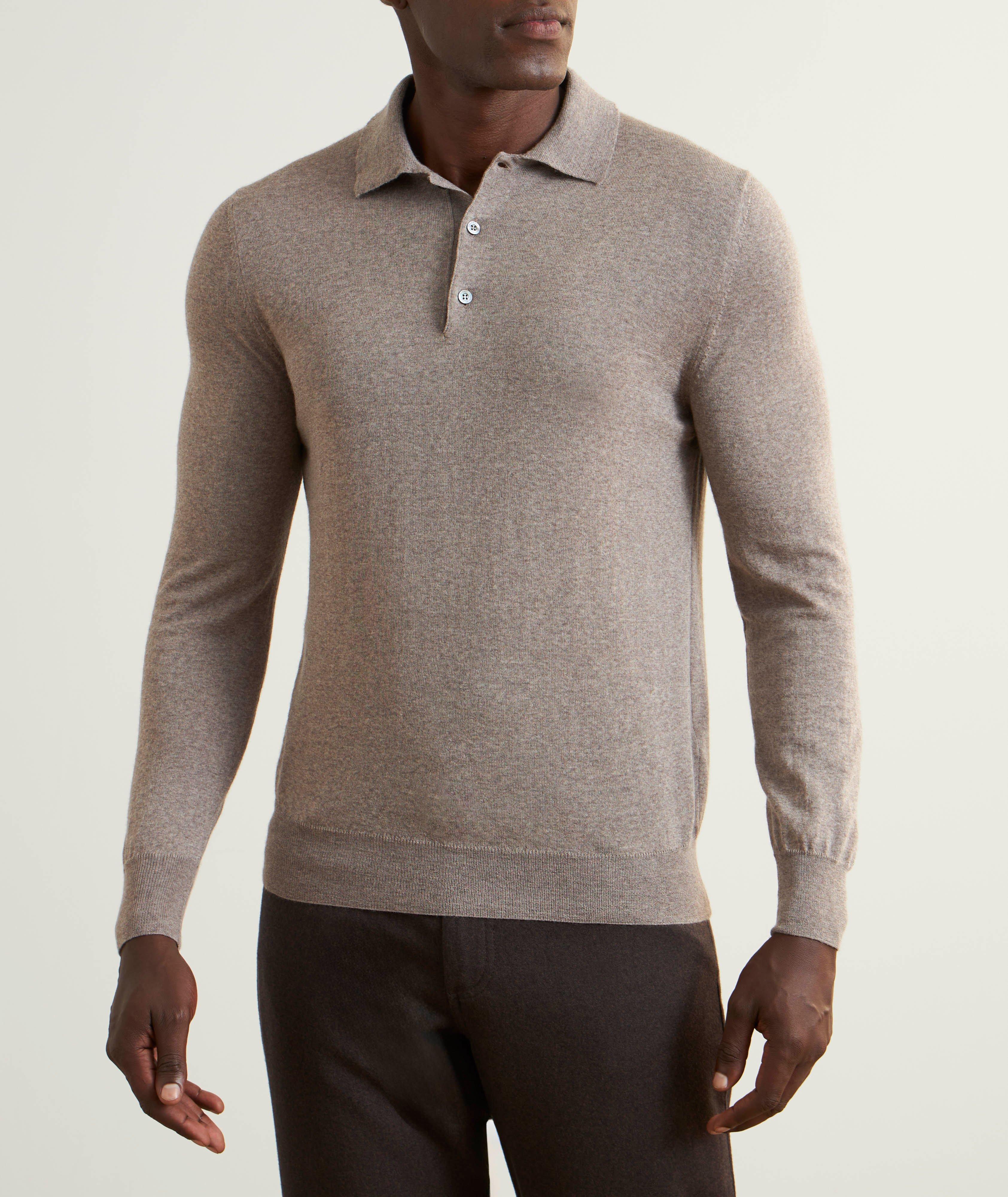 Merino Wool Long-Sleeve Polo image 1