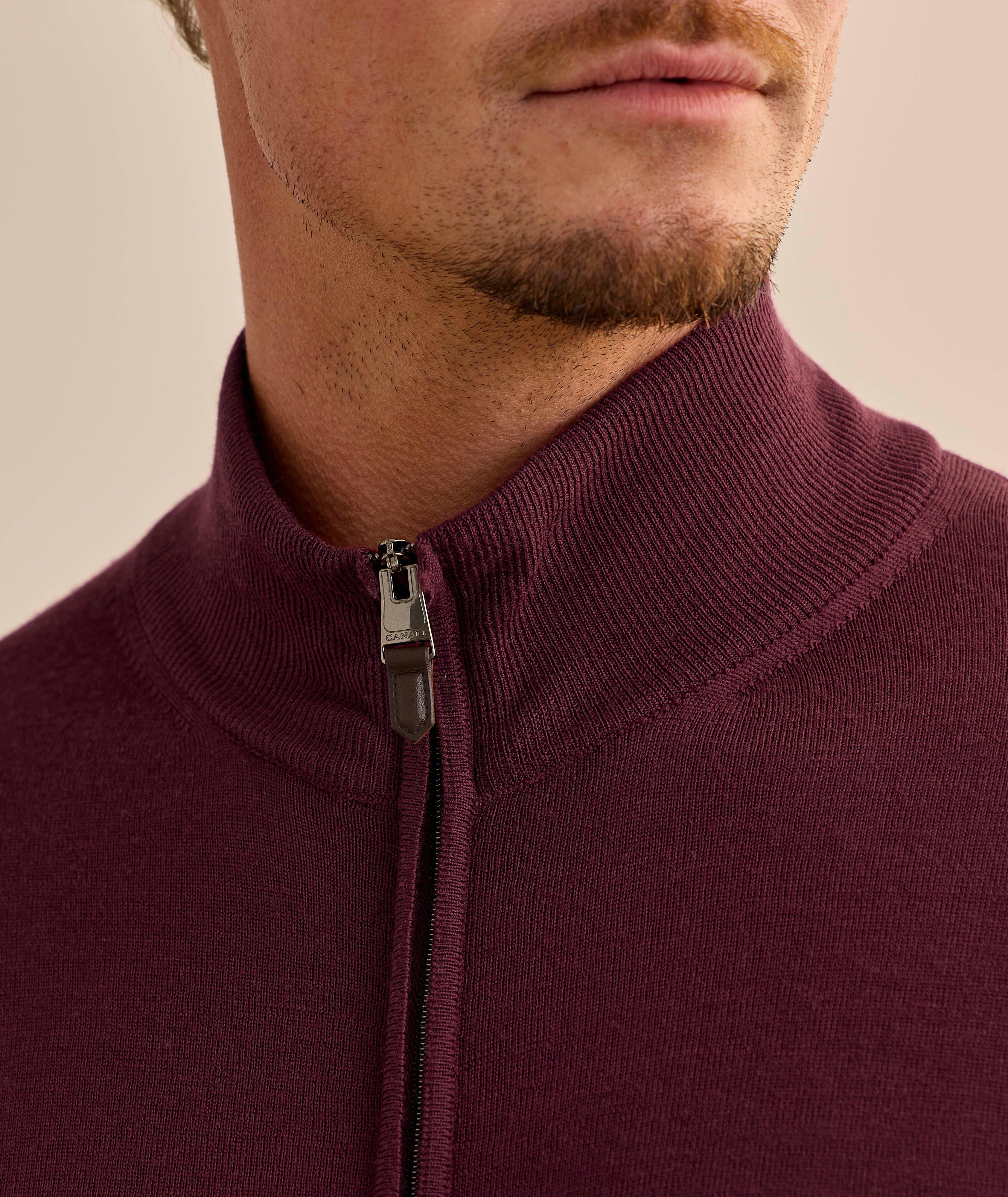 Pull en laine mérinos à fermeture zippée intégrale image 3