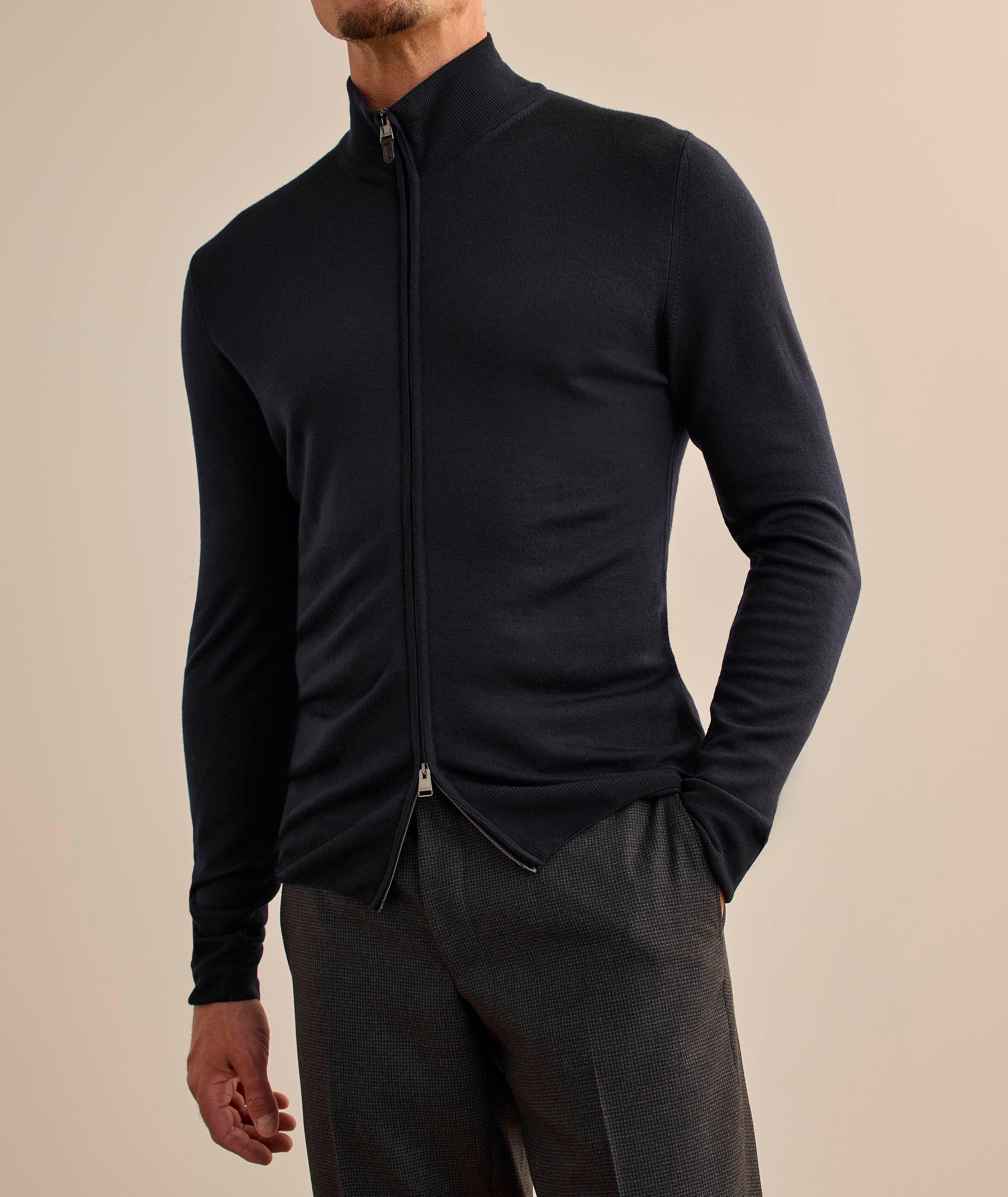 Pull en laine mérinos à fermeture zippée intégrale image 1