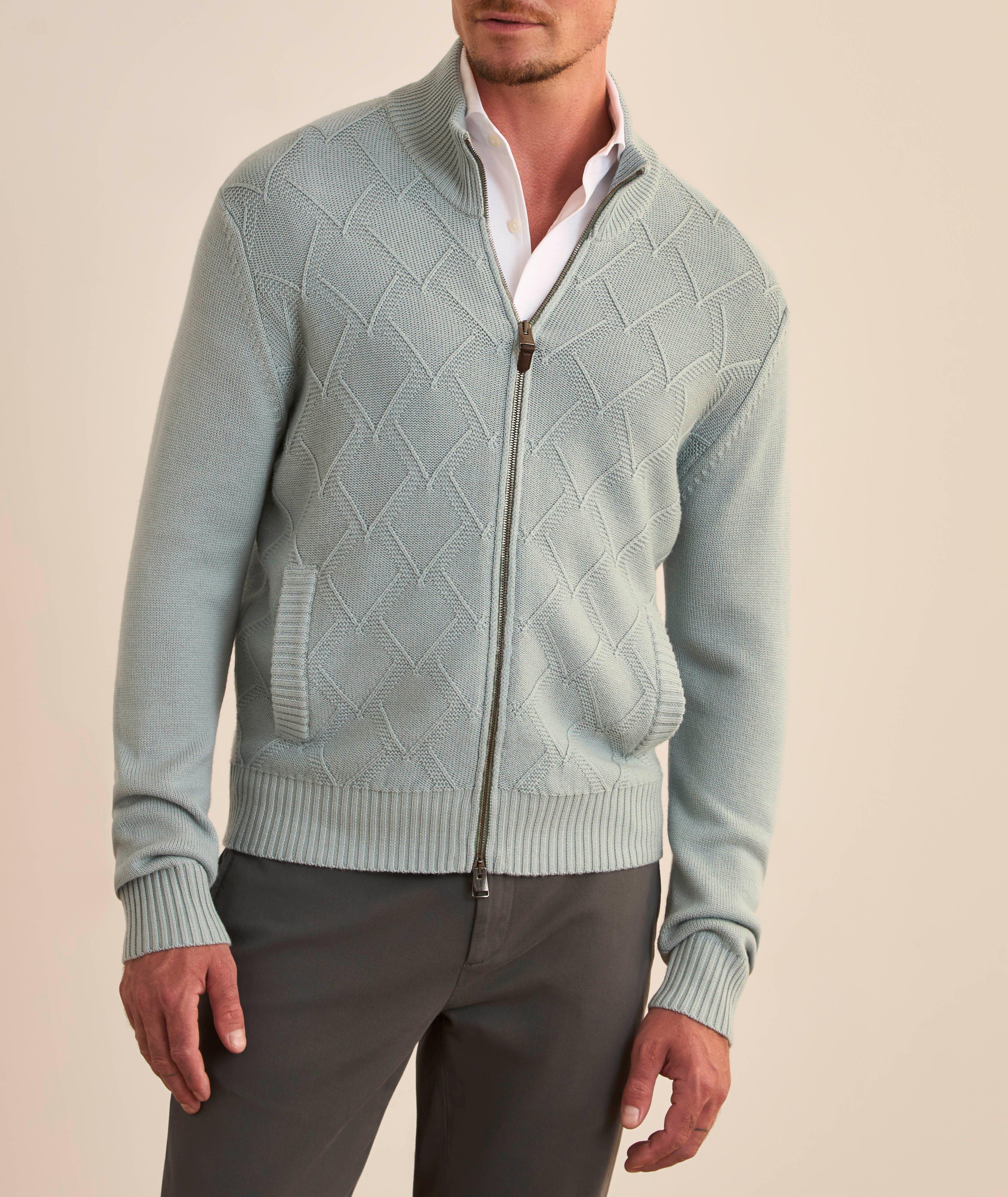 Cardigan en laine mérinos extrafine à motif losangé image 1