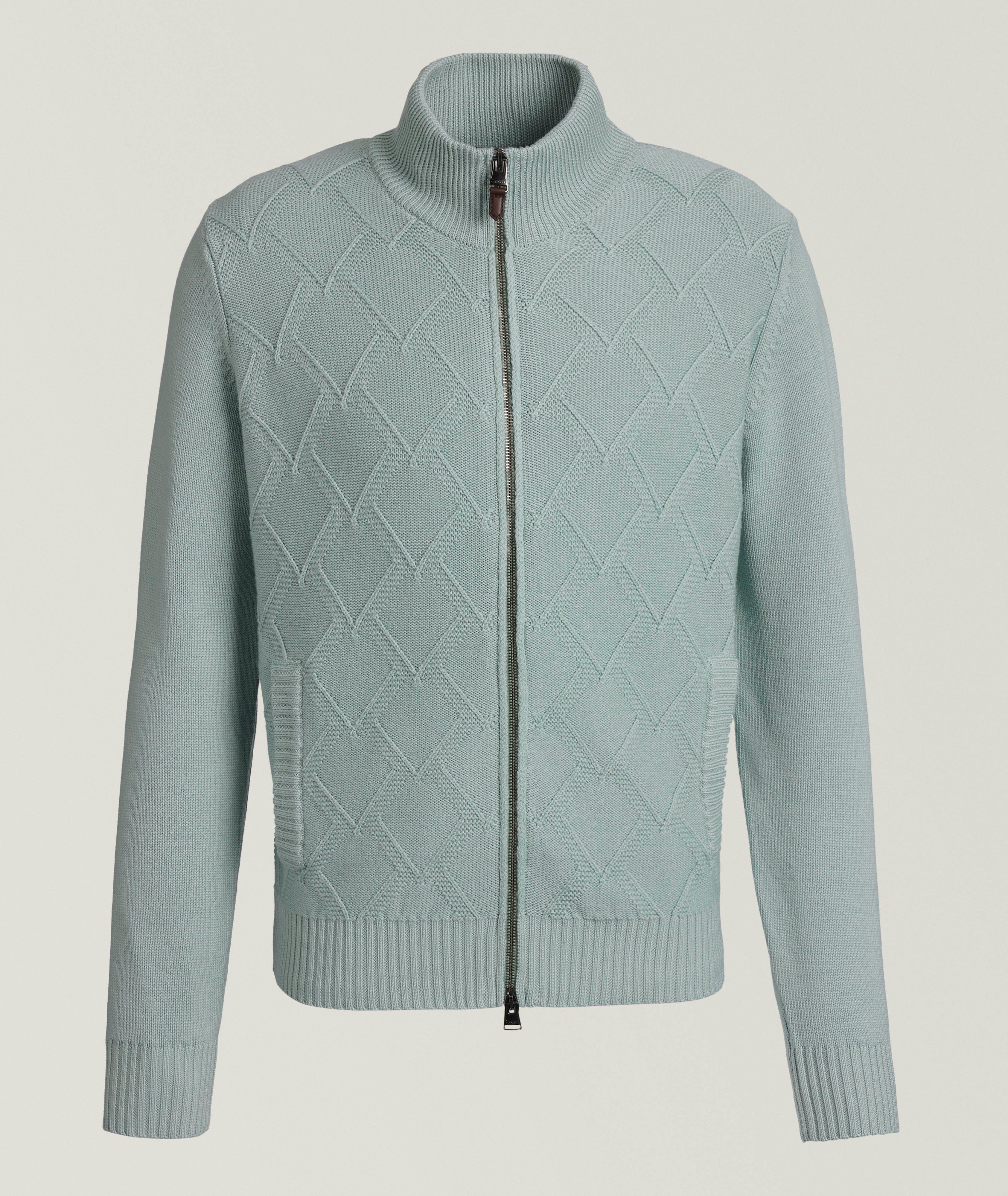 Cardigan en laine mérinos extrafine à motif losangé image 0