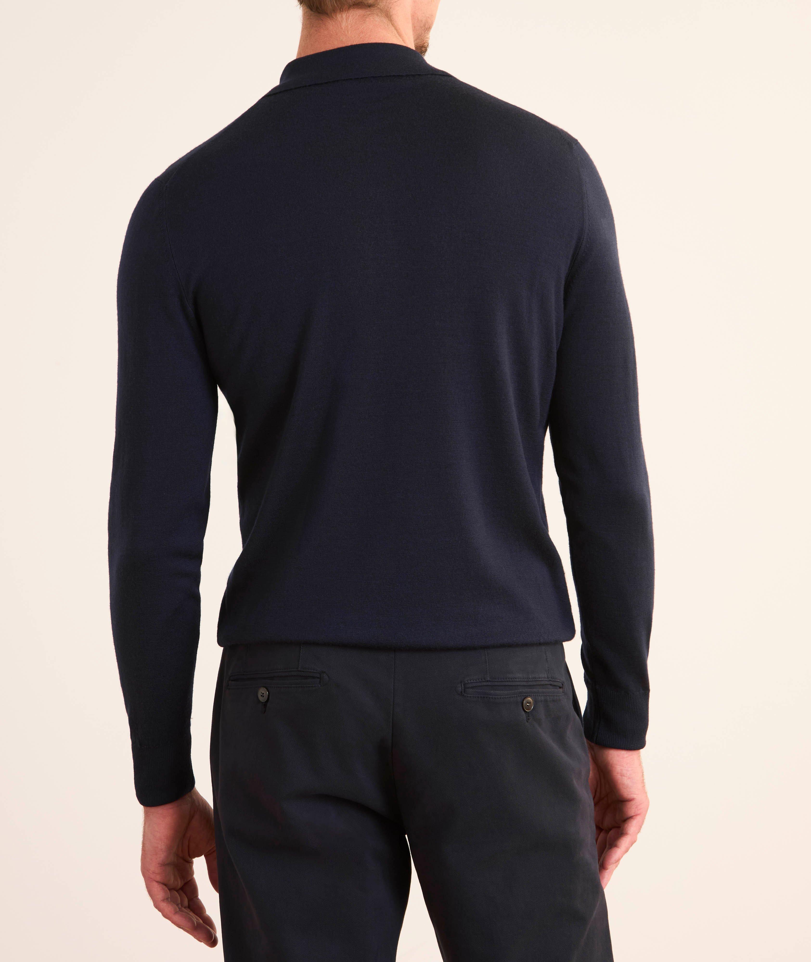Merino Wool Long-Sleeve Polo image 2