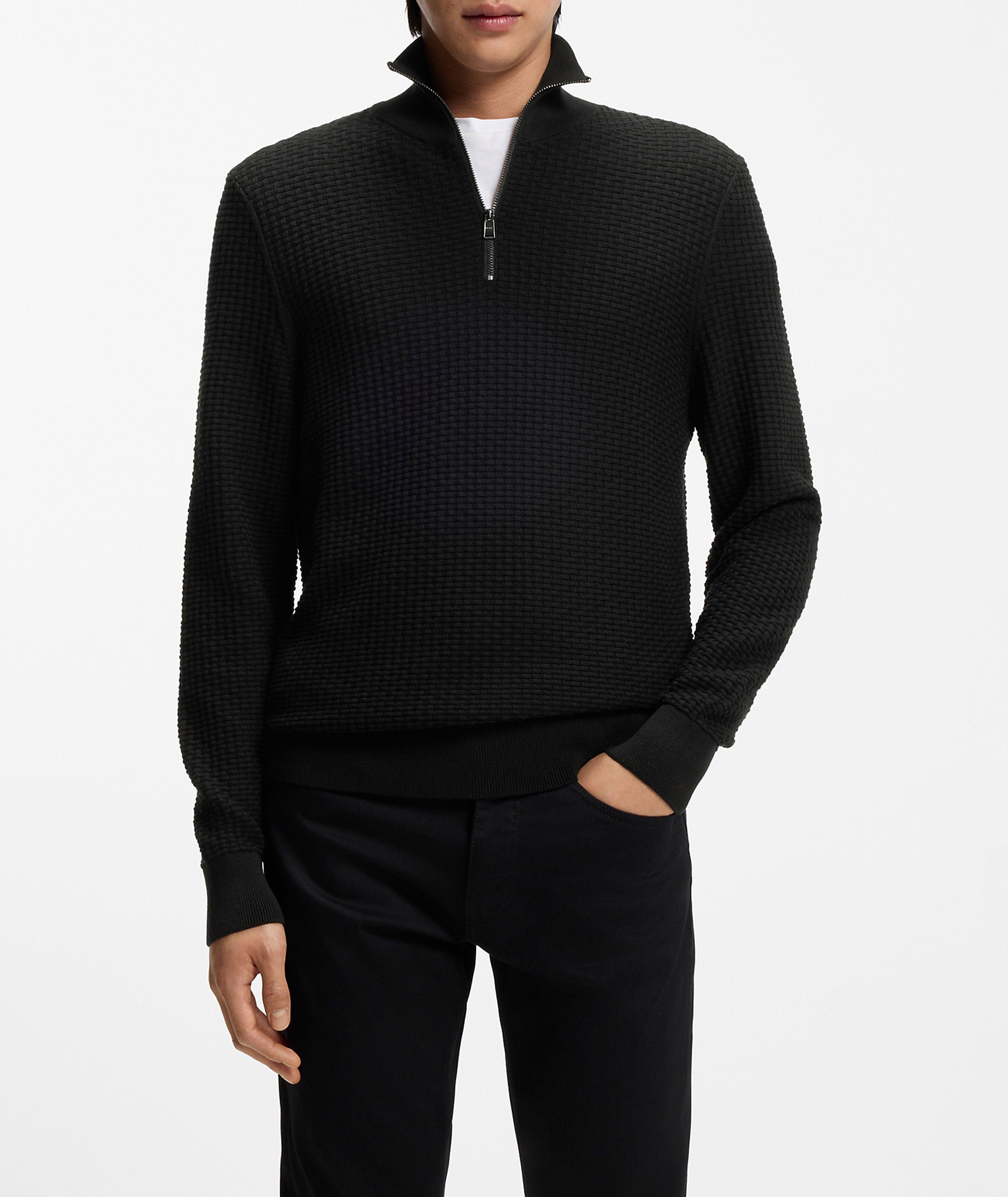 Ulicio Basket Weave Quarter-Zip Sweater image 1