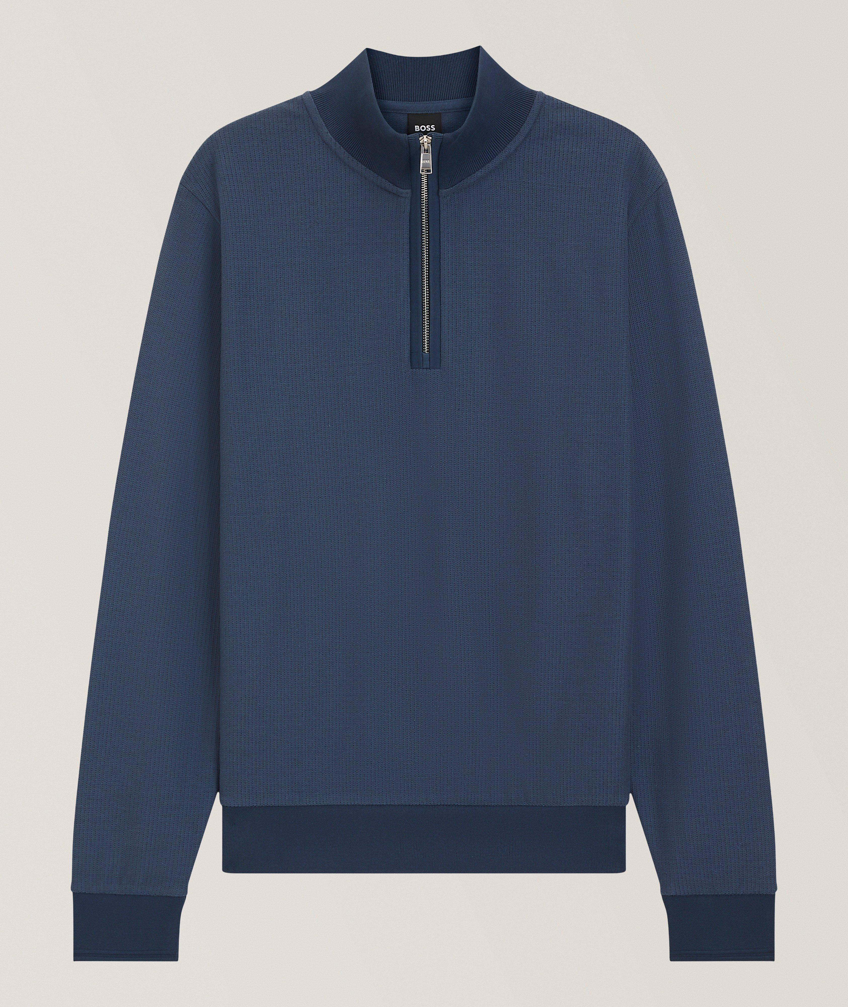 Mercerized Cotton-Blend Quarter-Zip Sweatshirt  image 0
