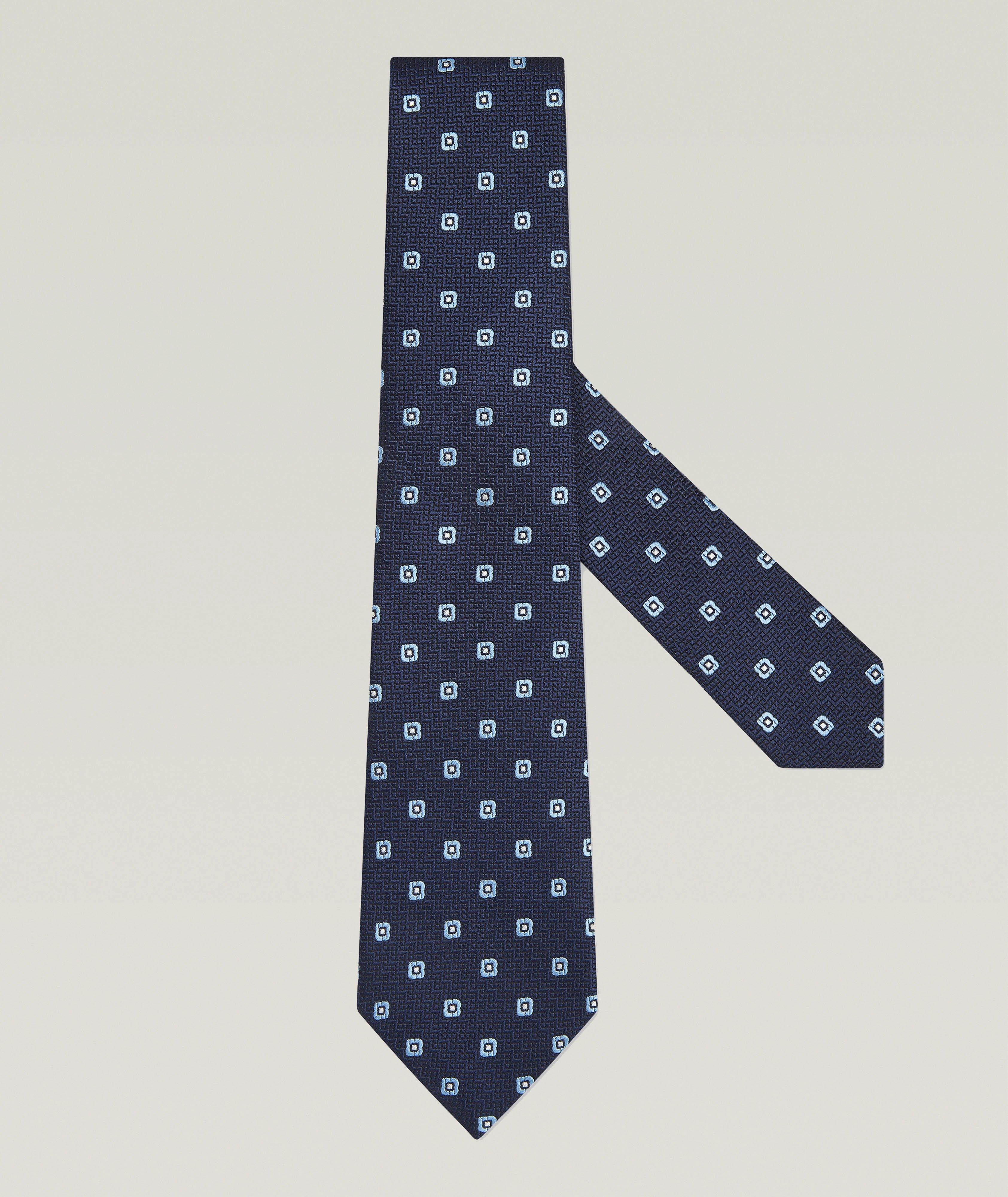 Jacquard Geometric-Floral Silk Tie image 0