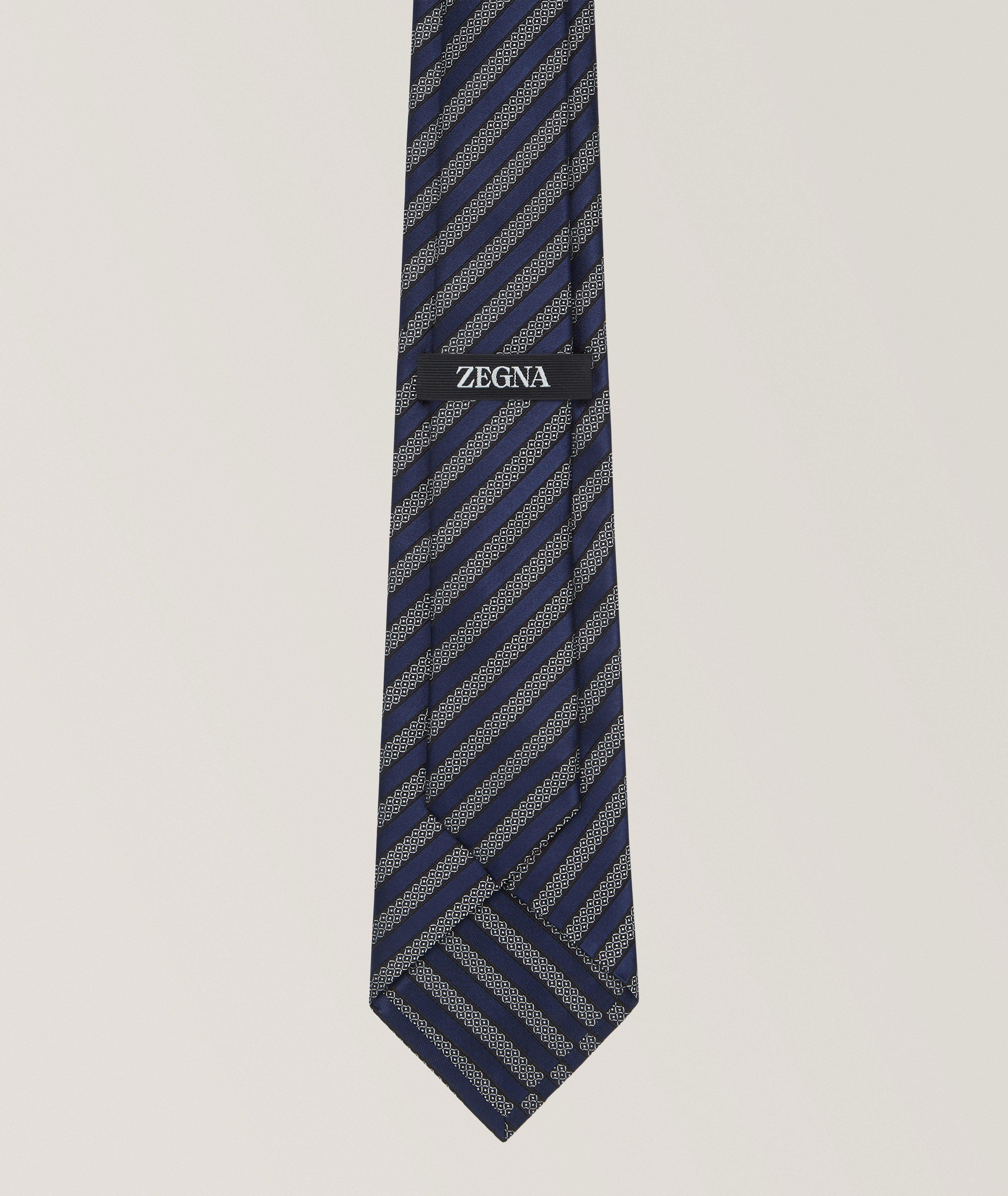 Jacquard Stripe Silk-Cotton Tie image 1