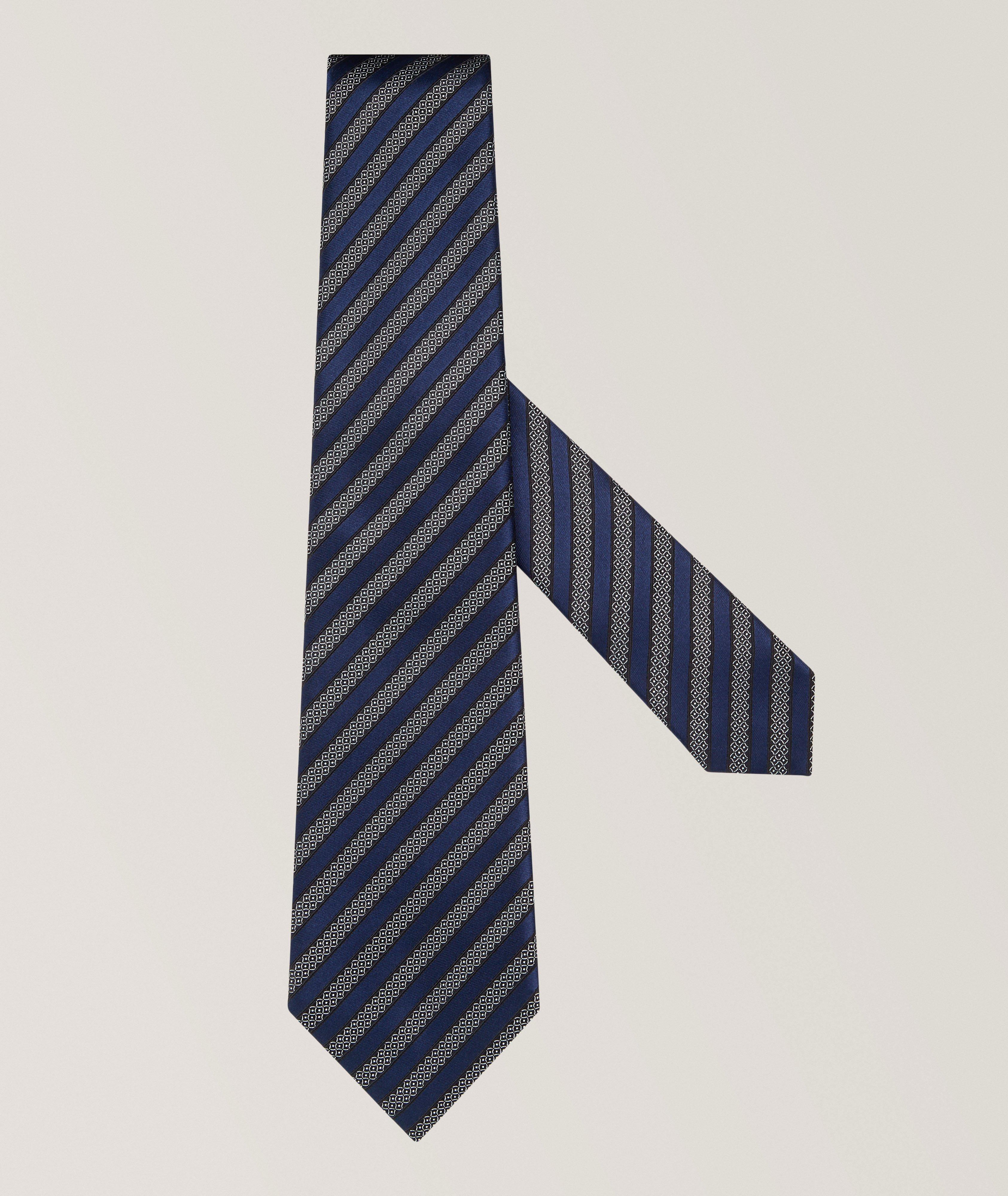 Jacquard Stripe Silk-Cotton Tie image 0