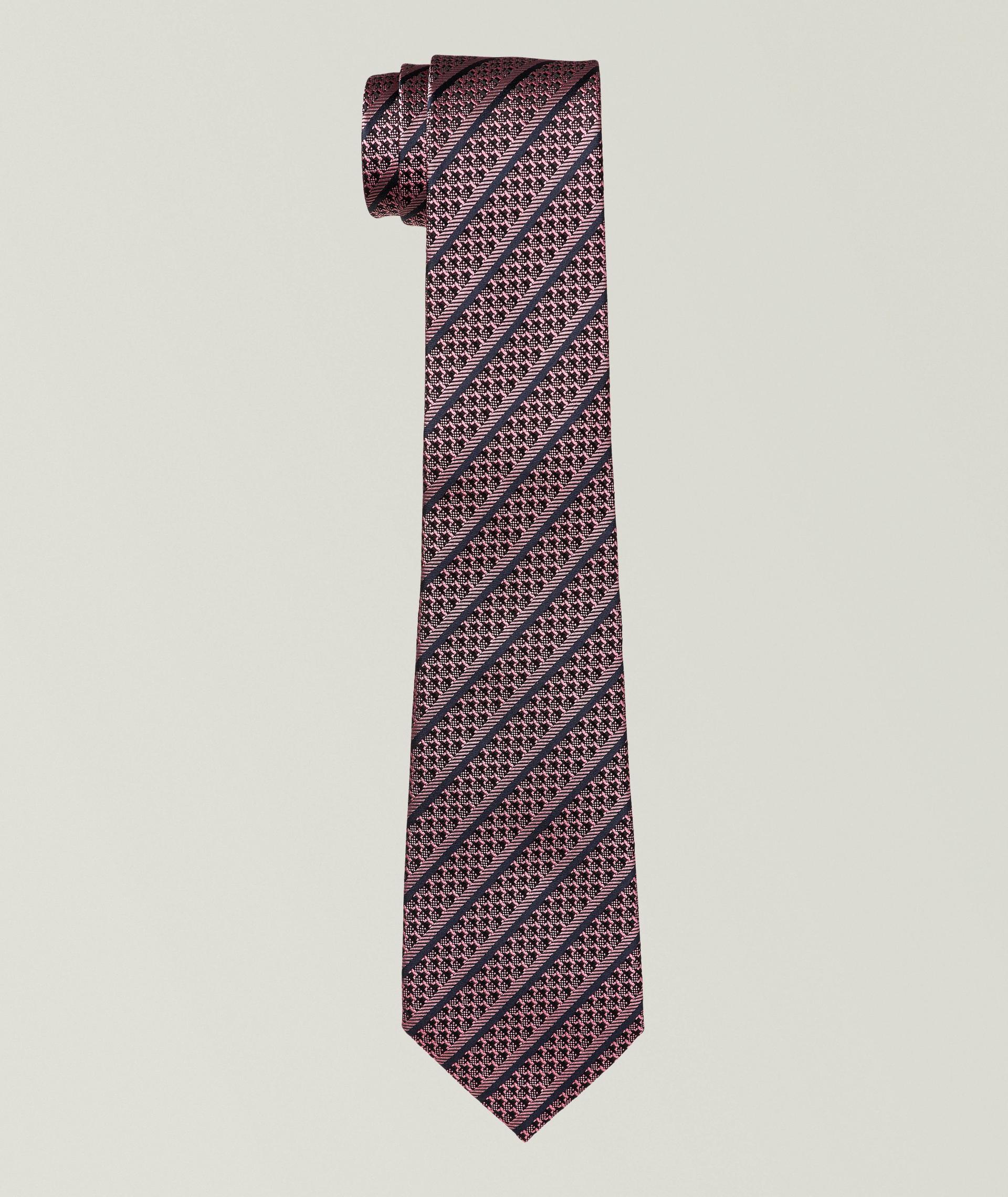 Jacquard Striped Silk Tie image 0