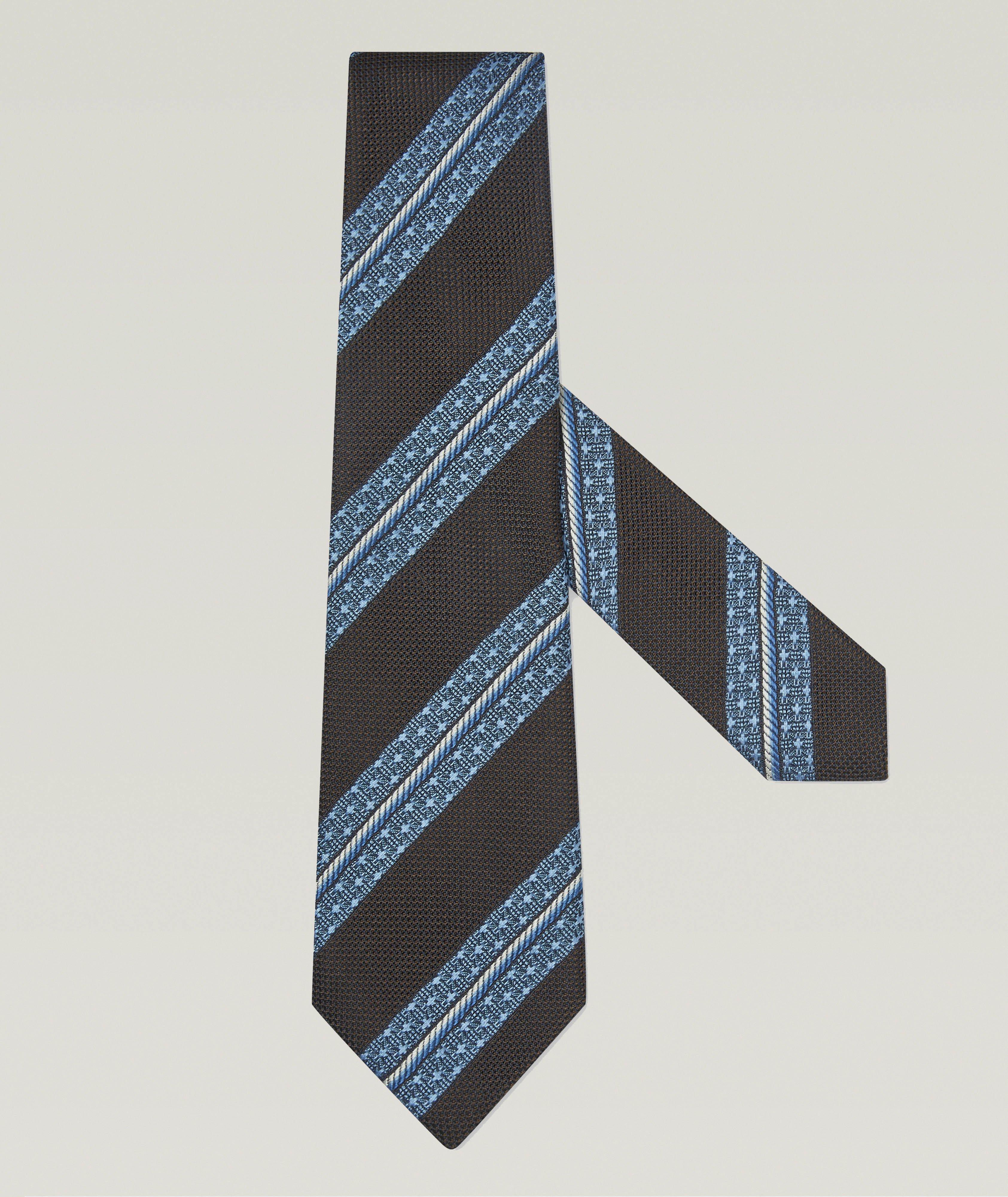 Jacquard Striped Silk Tie image 0