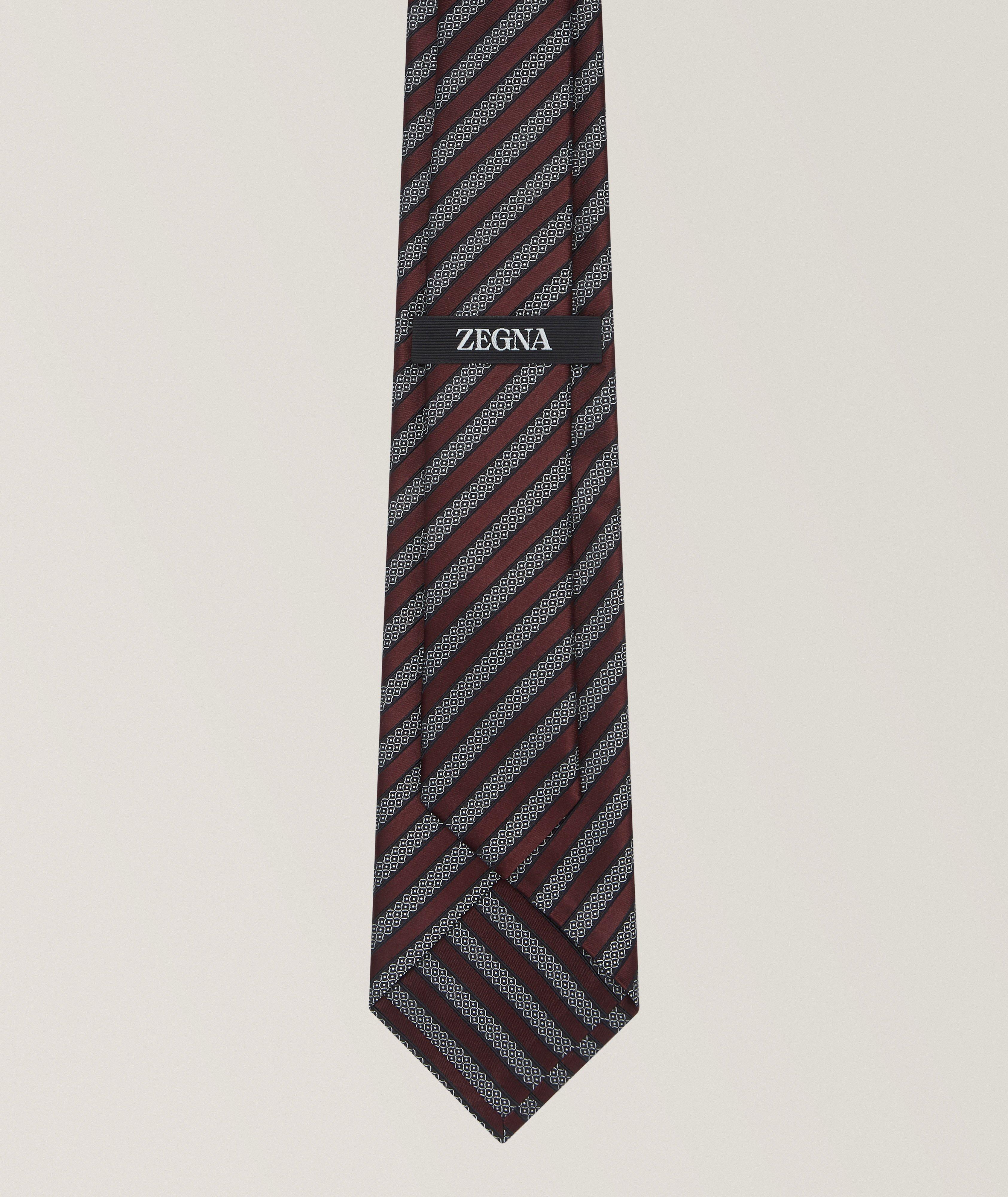 Jacquard Stripe Silk-Cotton Tie image 1