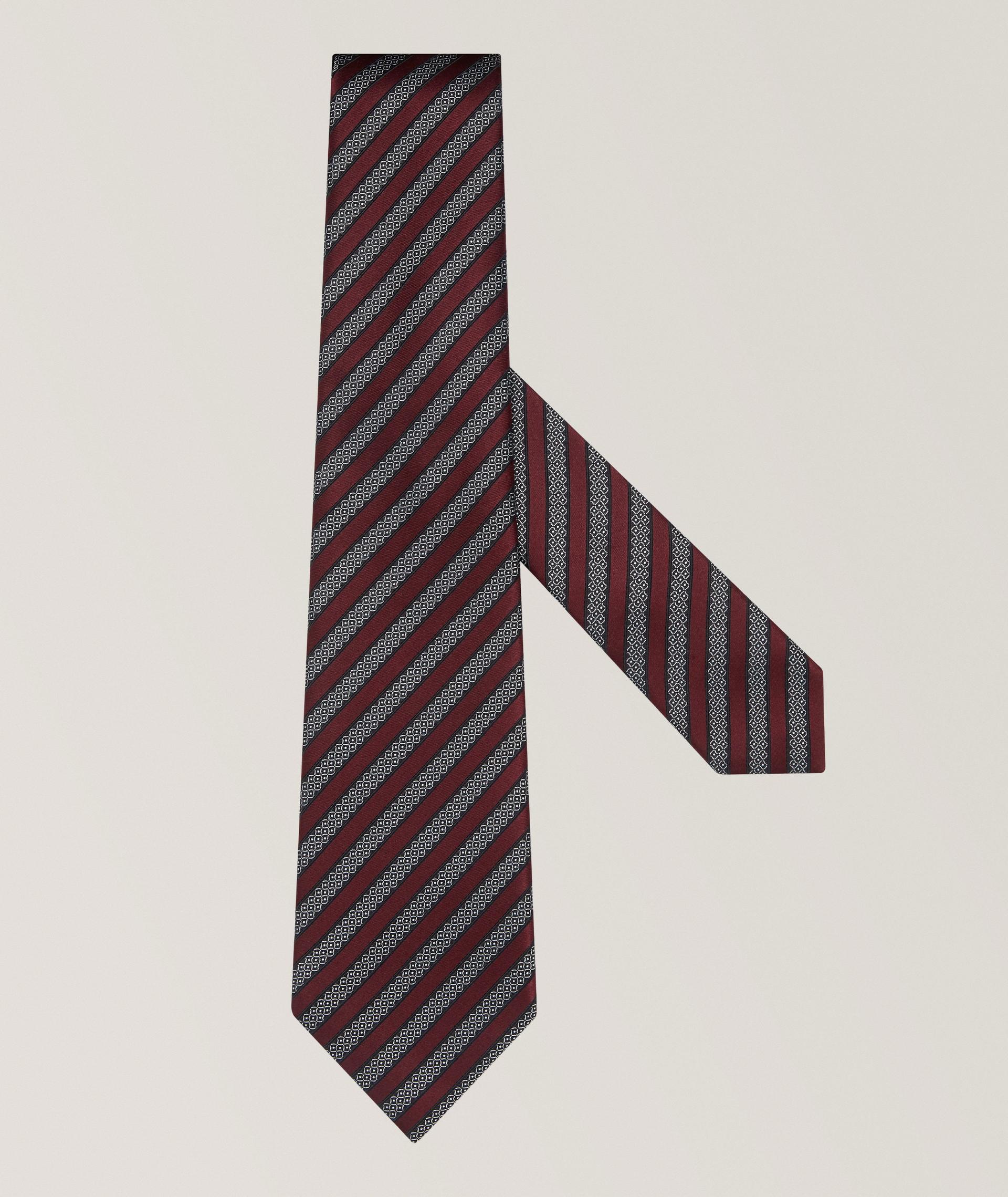 Jacquard Stripe Silk-Cotton Tie image 0