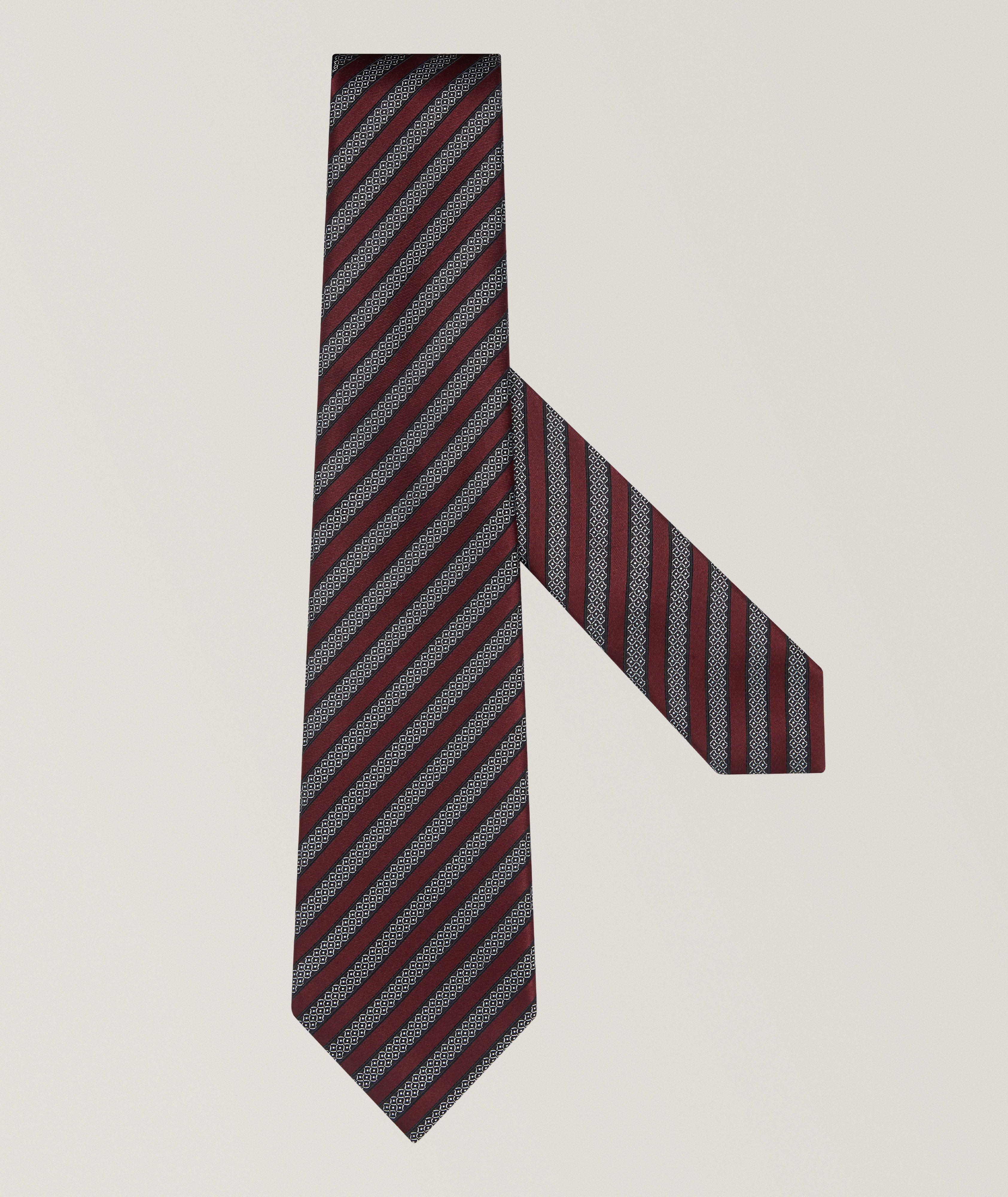 Jacquard Stripe Silk-Cotton Tie image 0