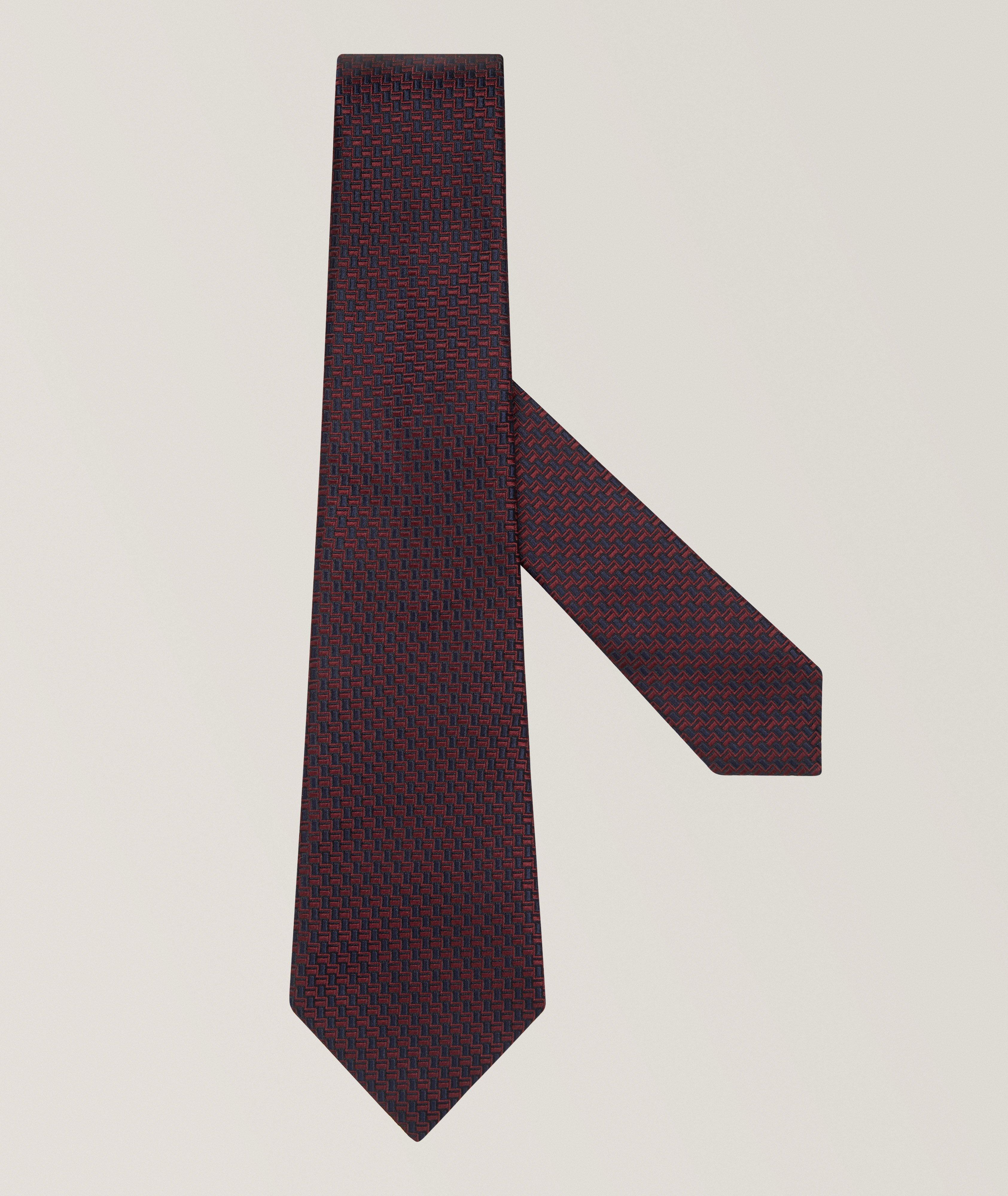 Jacquard Geometric Silk Tie image 0
