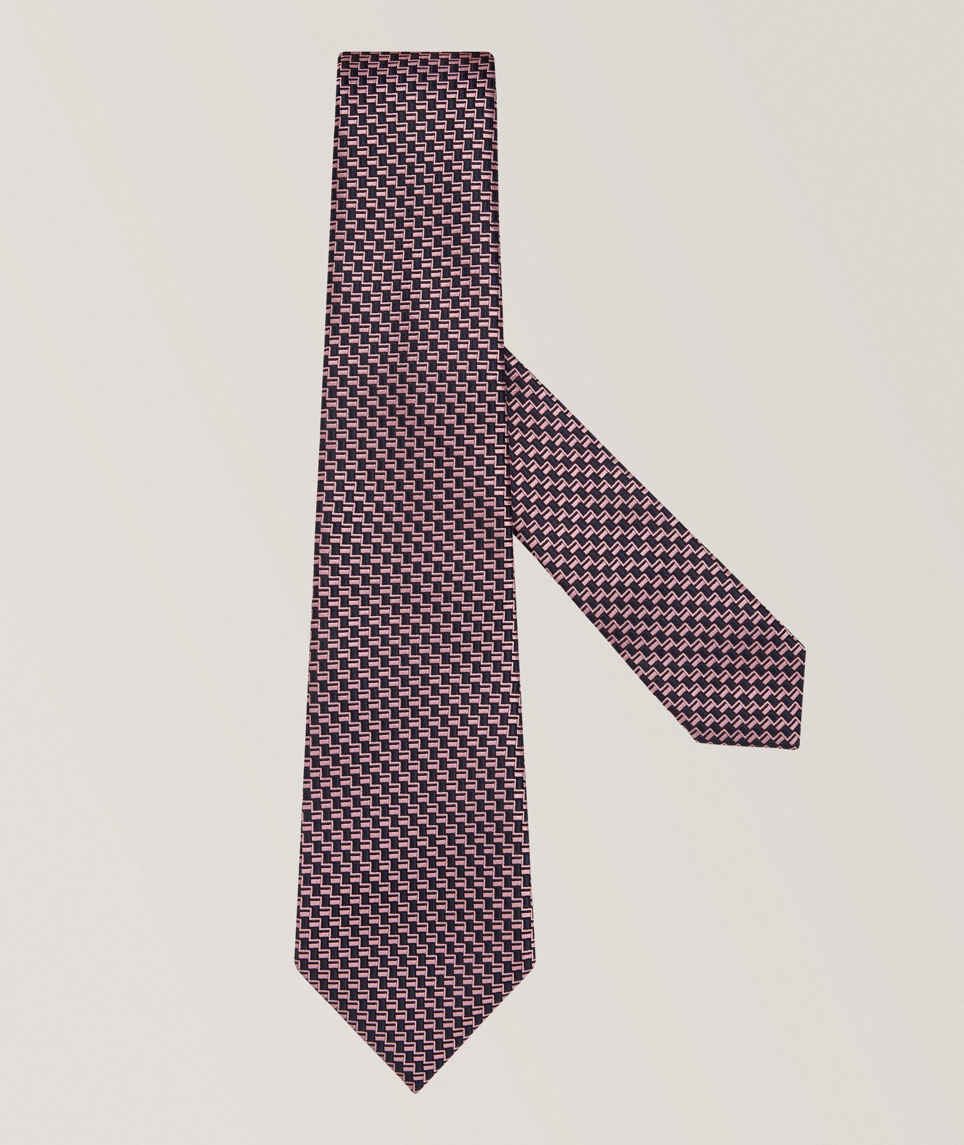 Jacquard Geometric Silk Tie image 0