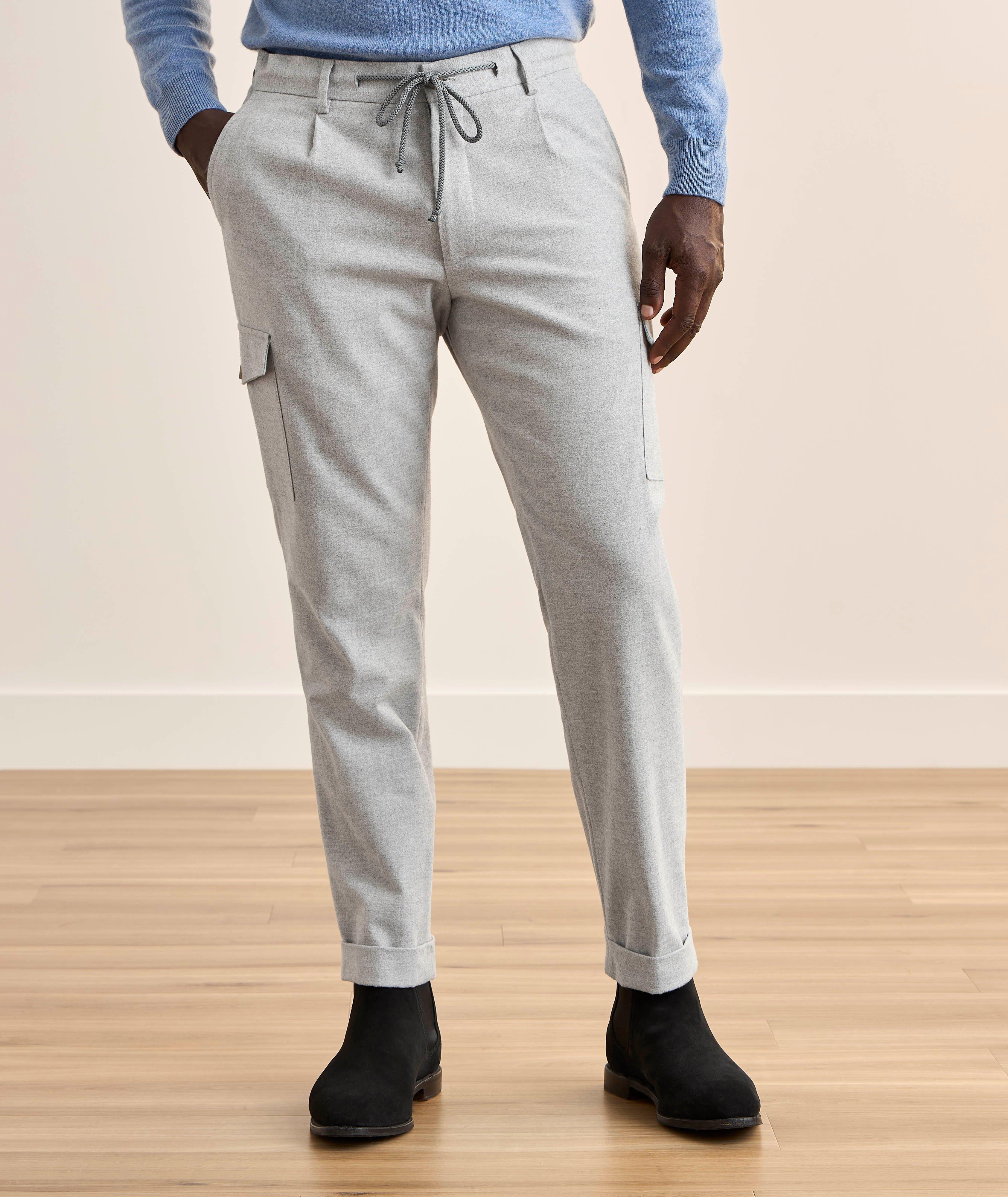Slim Wool-Blend Drawstring Cargo Pants image 1