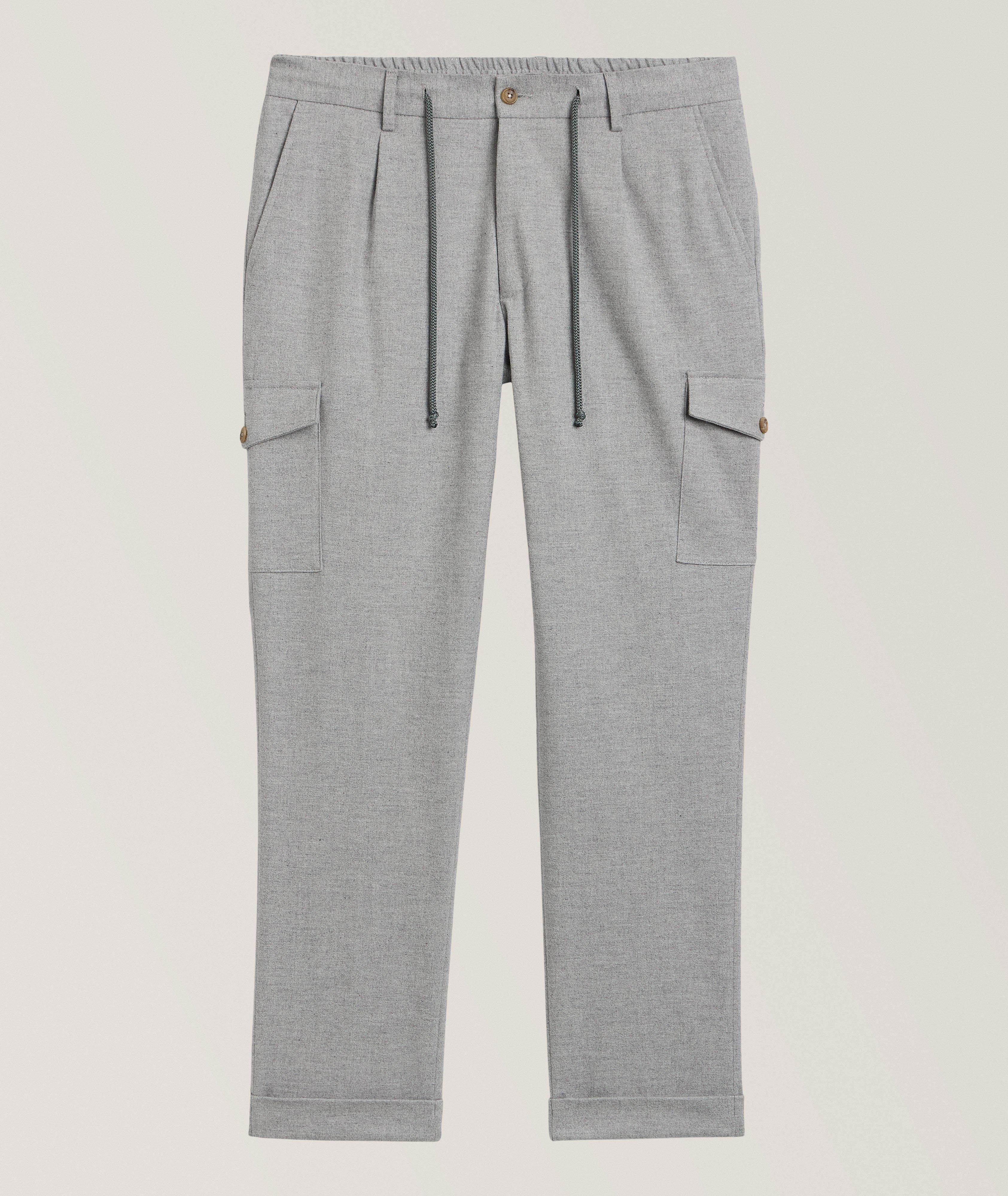 Slim Wool-Blend Drawstring Cargo Pants image 0
