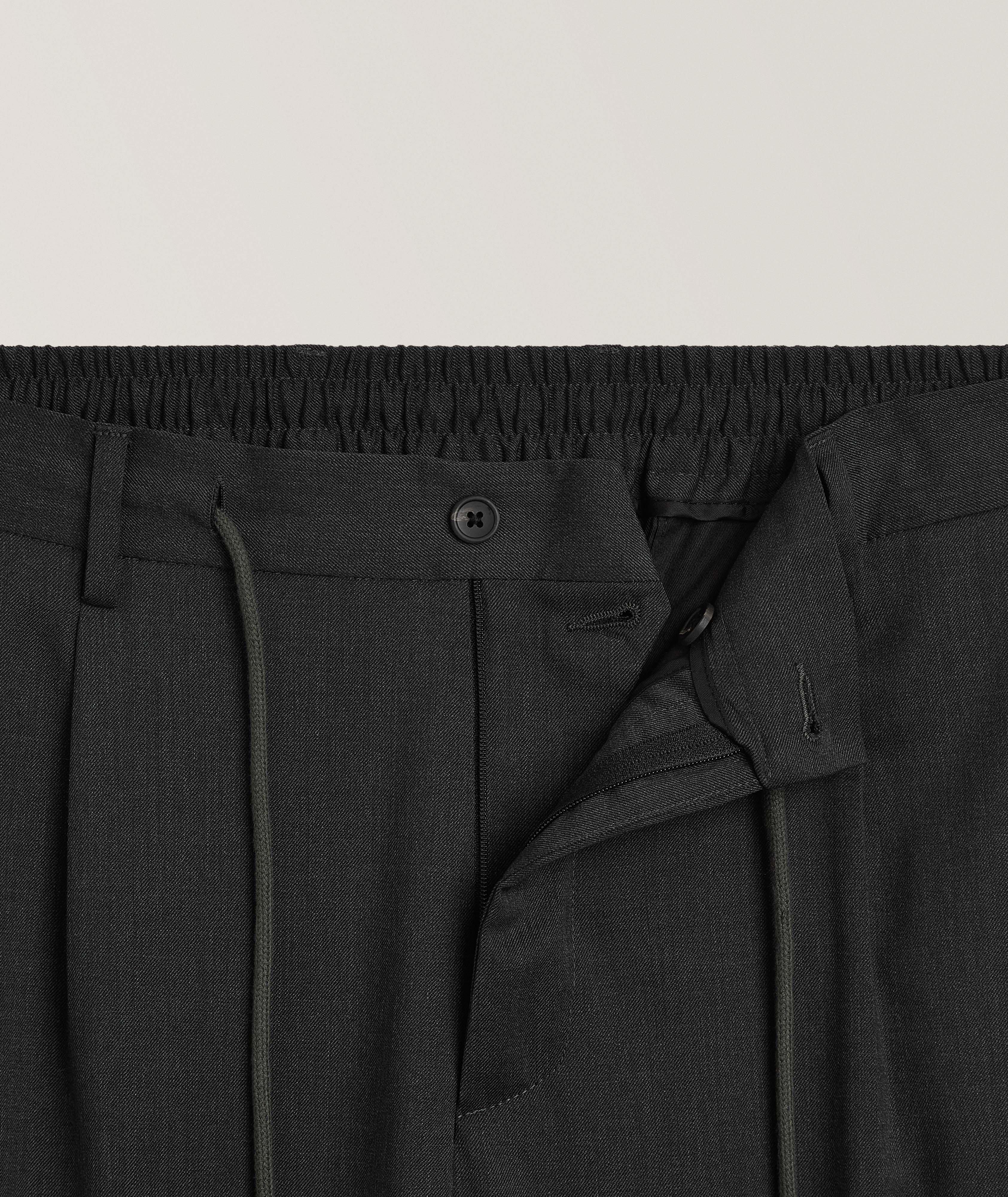 Pantalon cargo slim en laine mélangée avec cordon de serrage image 1