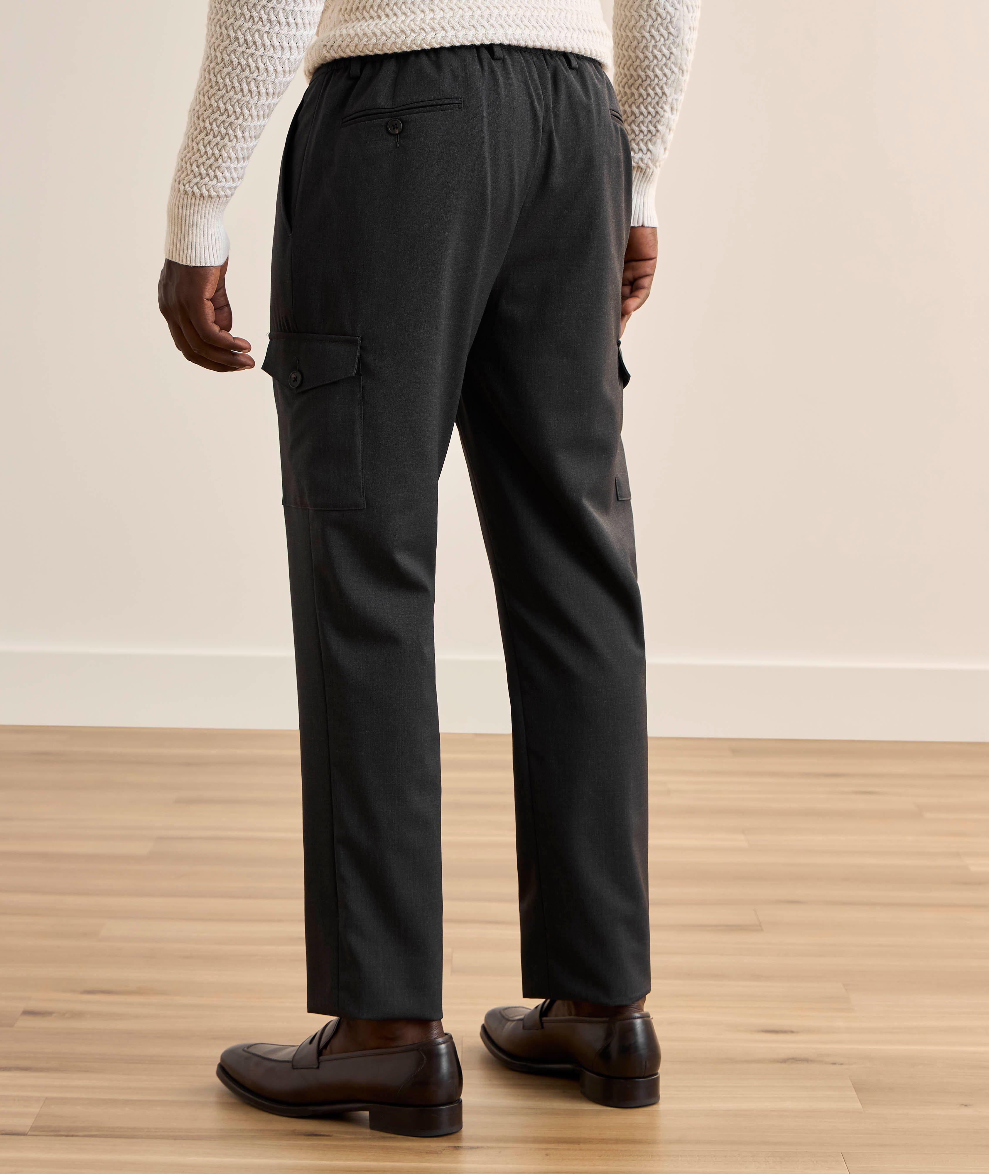 Pantalon cargo slim en laine mélangée avec cordon de serrage image 3