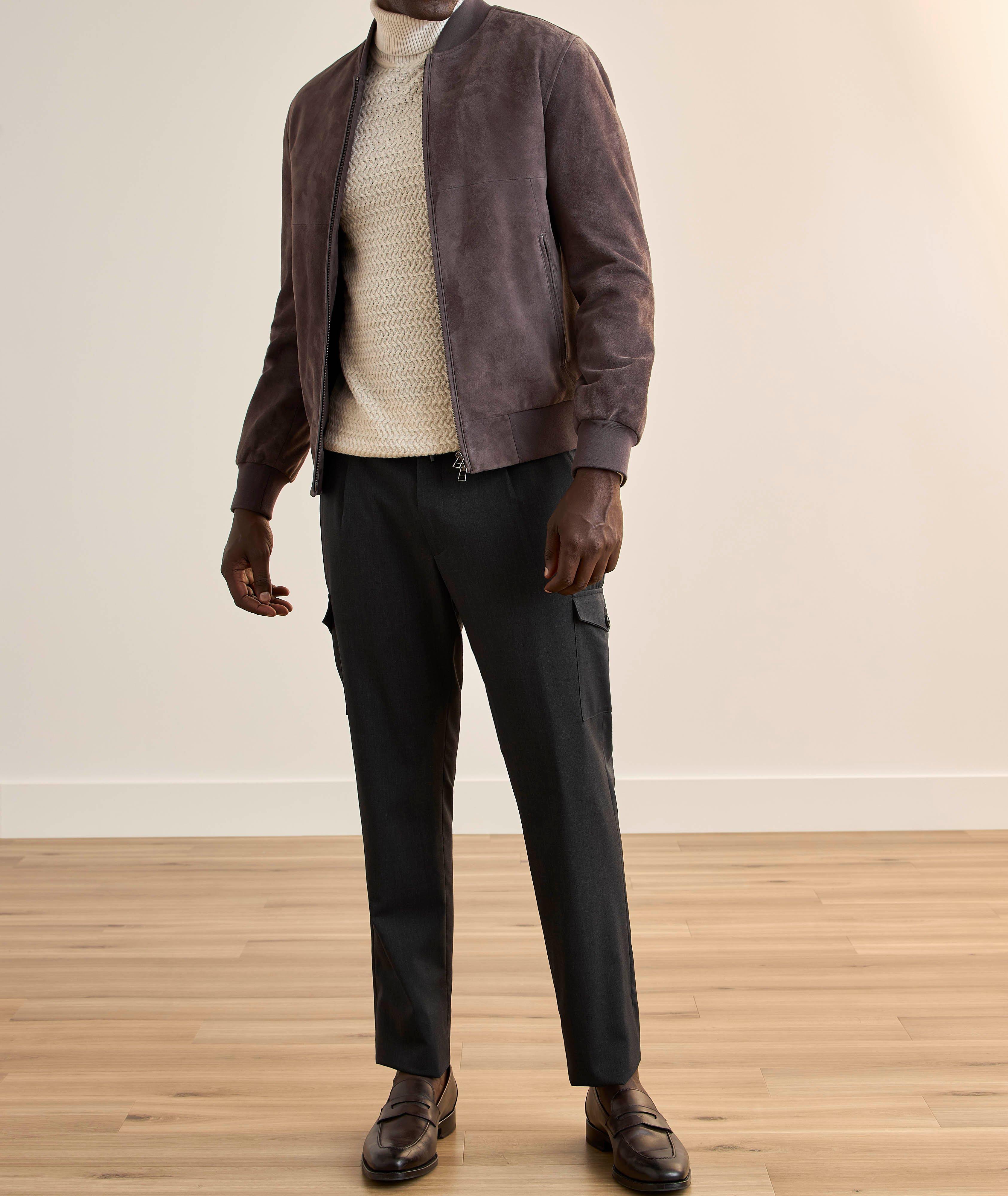 Pantalon cargo slim en laine mélangée avec cordon de serrage image 5