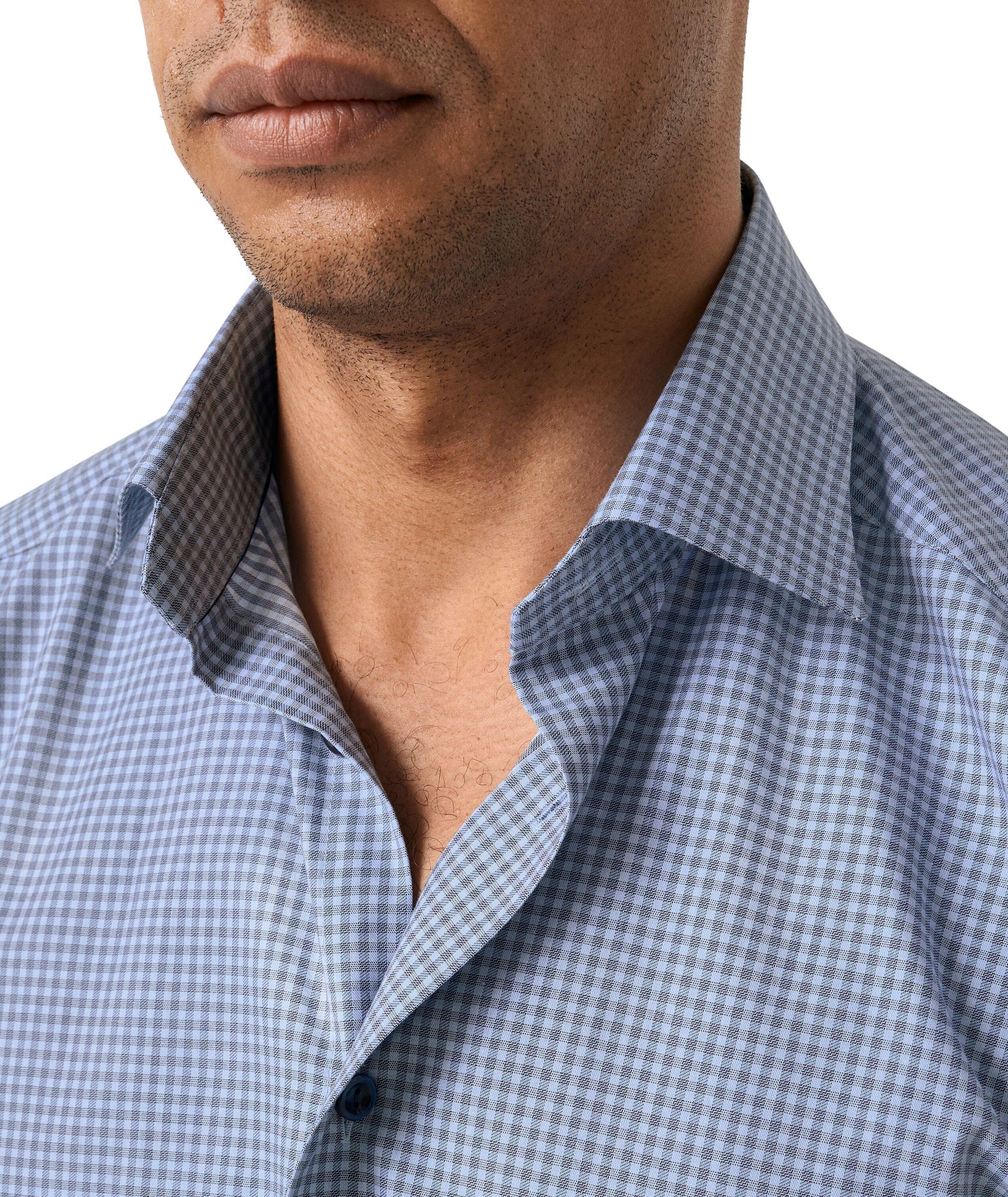 Slim-Fit Checked Cotton Dress Shirt  image 4