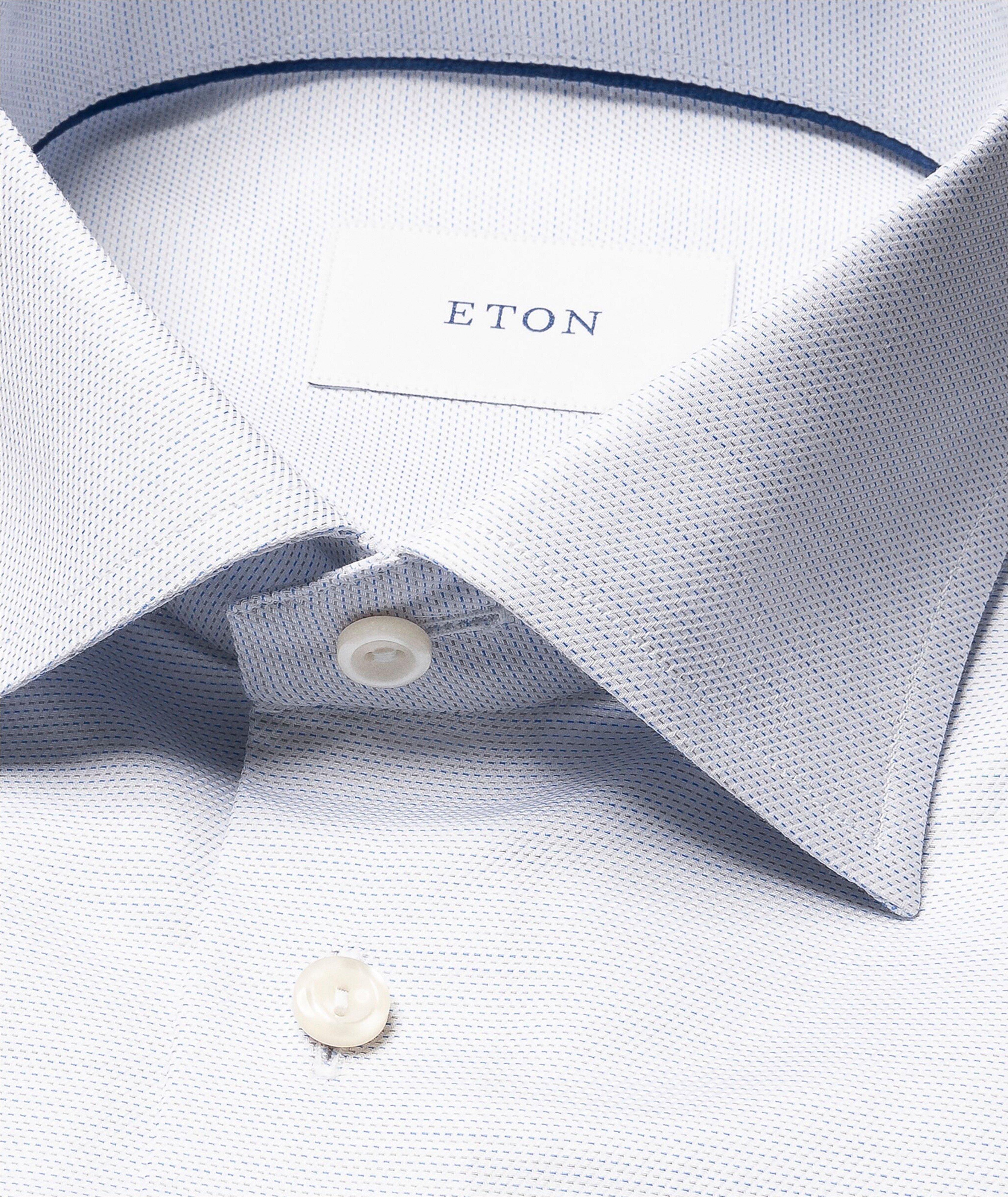 Slim-Fit Semi-Stripe Cotton Dress Shirt  image 1