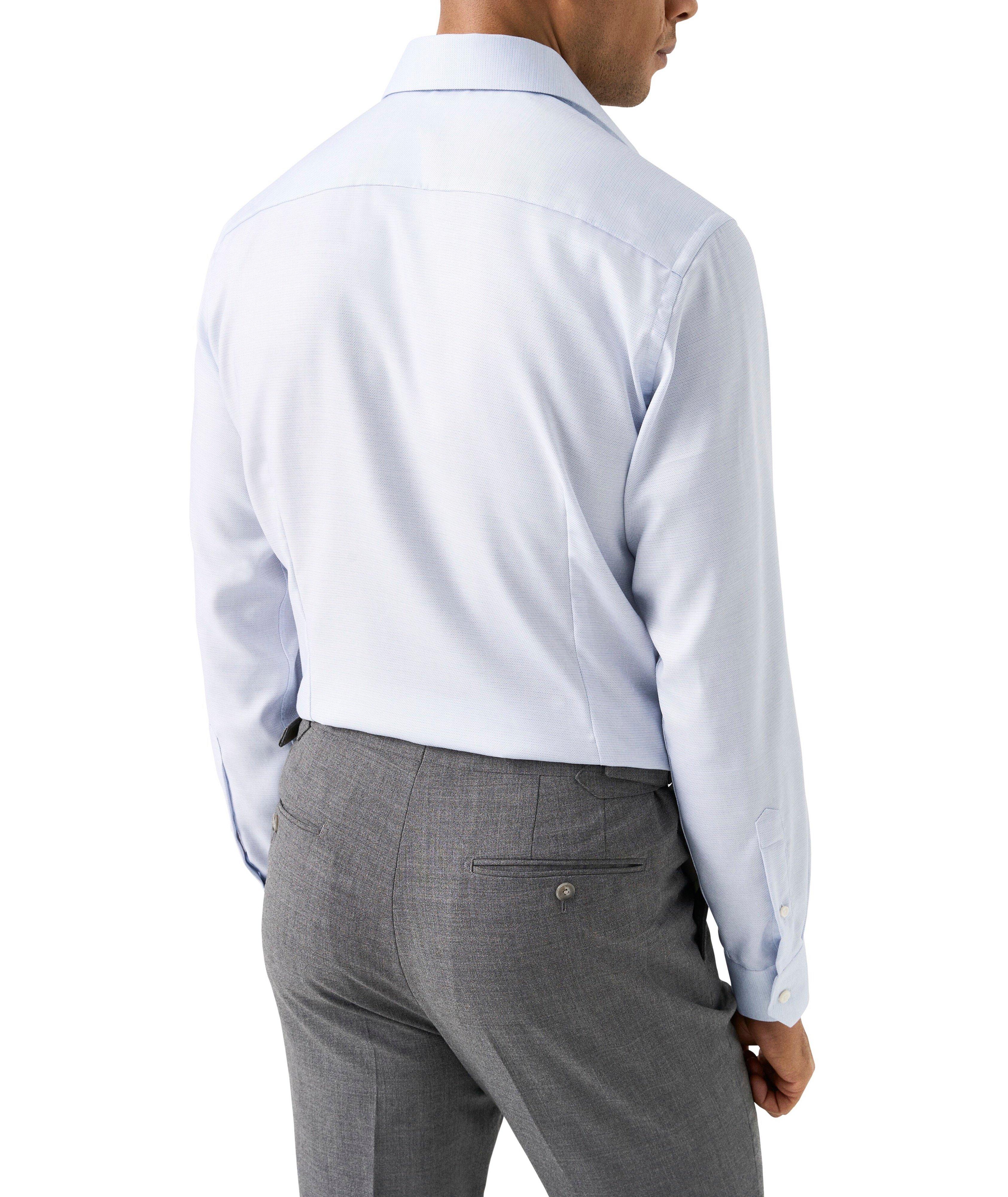 Slim-Fit Semi-Stripe Cotton Dress Shirt  image 3