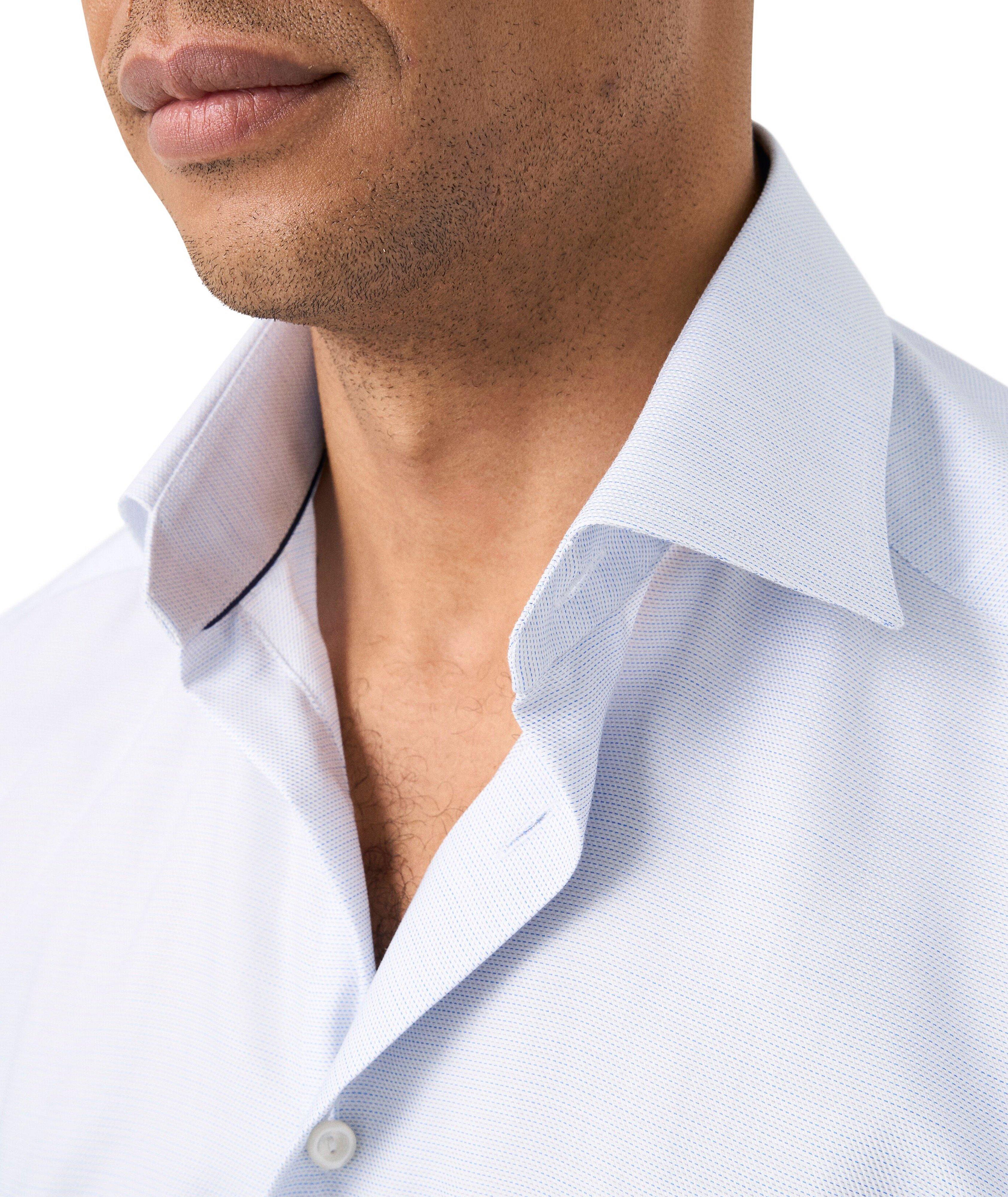 Slim-Fit Semi-Stripe Cotton Dress Shirt  image 4
