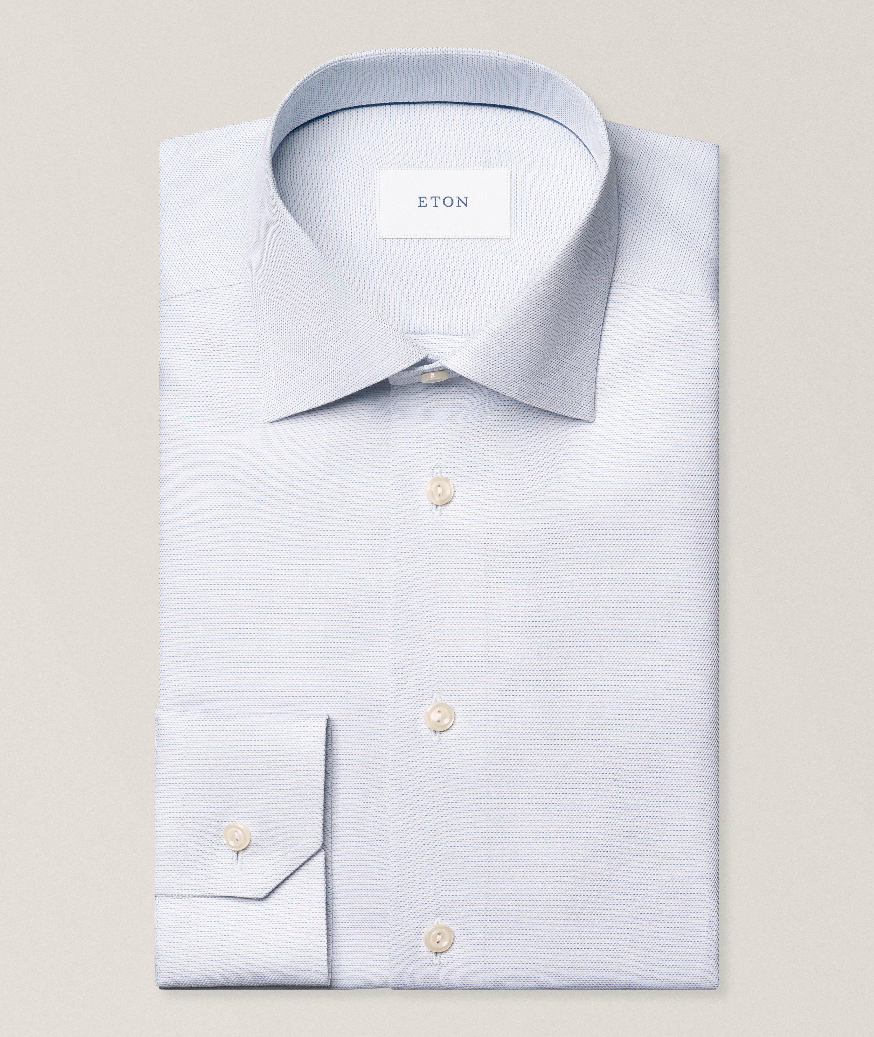 Slim-Fit Semi-Stripe Cotton Dress Shirt  image 0