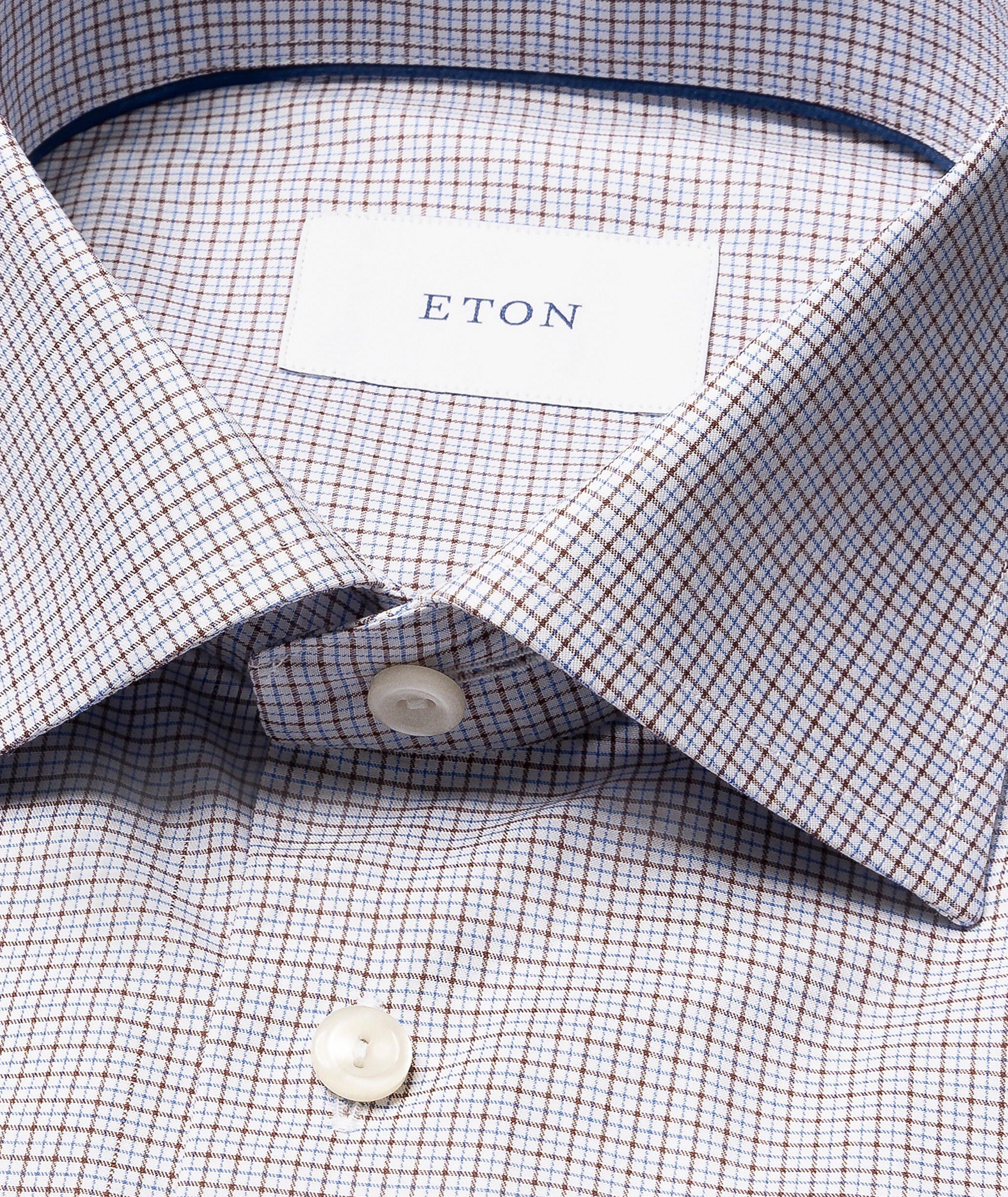 Slim-Fit Fine Check Twill Dress Shirt image 1